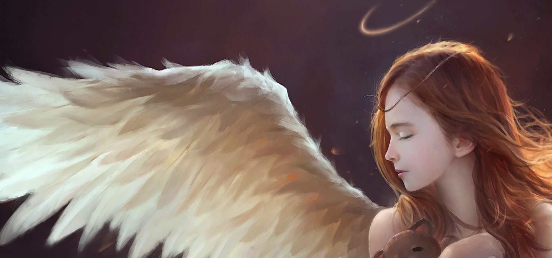 girl, contemplation, bird, vertebrate, fantasy, costume wing, women, animal wildlife, luminos, animal body part, headshot, innocence, 1080P, animal wing, HD Wallpaper