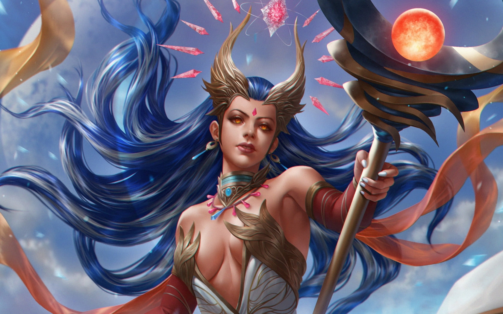 game, MAG, Lana Solaris, fantasy, girl, 720P, frumusete, blue, HD Wallpaper