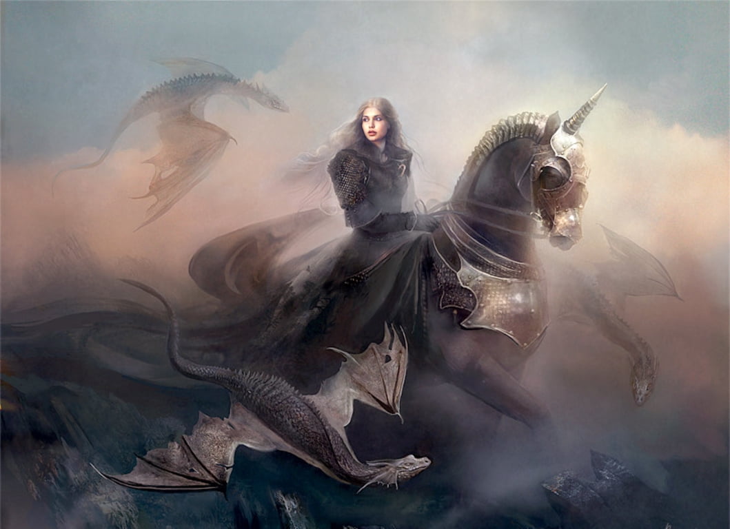 princess, art and craft, fantasy, smog, daenerys targaryen, women, digital composite, adult, animal wildlife, water, one person, abstract, luminos, portrait, HD Wallpaper