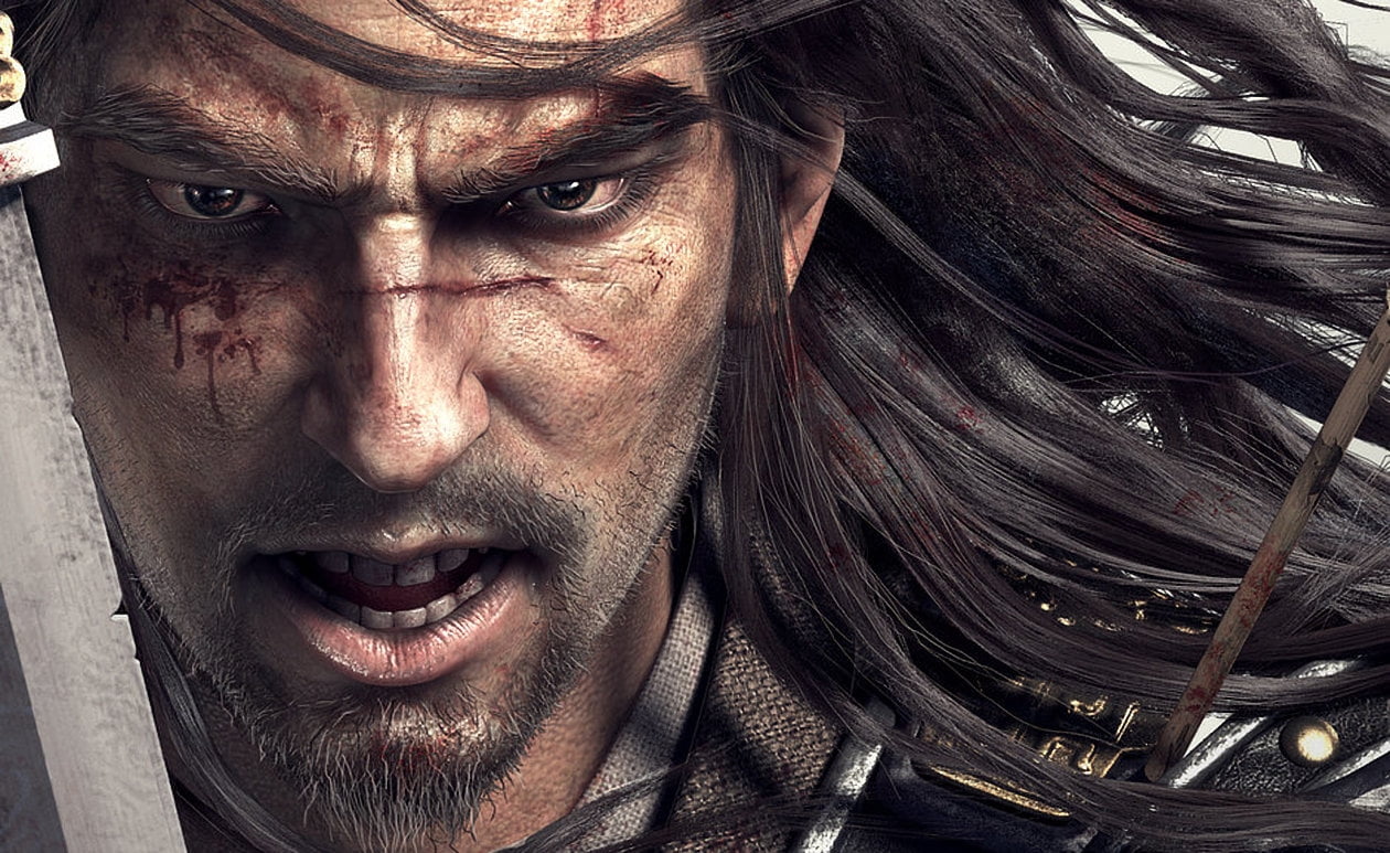 luminos, Warrior, human face, emotion, studio shot, close-up, fantasy, aggression, indoors, looking at camera, one person, mid adult, adult, man, halloween, HD Wallpaper