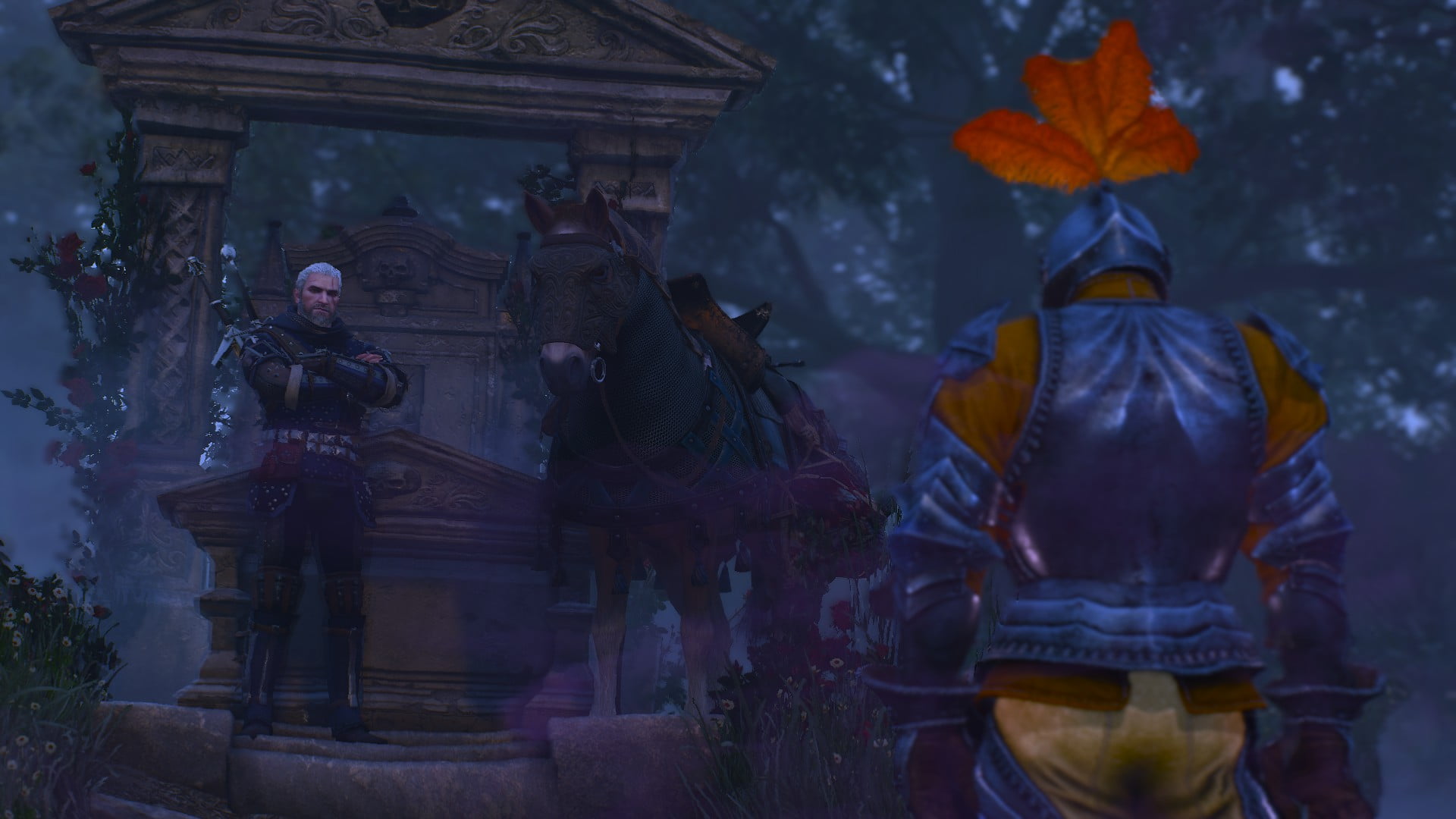 religion, dusk, creativity, building, video games, no people, art and craft, idol, day, 1080P, horse, spirituality, male likeness, place of worship, Geralt of Rivia, HD Wallpaper