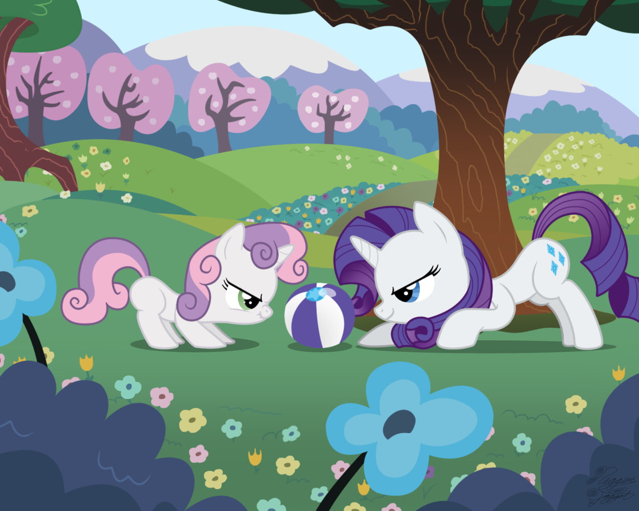 Rarity (My Little Pony), My Little Pony, Ball, Sweetie Belle, Vector, TV Show, 720P, My Little Pony: Friendship is Magic, HD Wallpaper