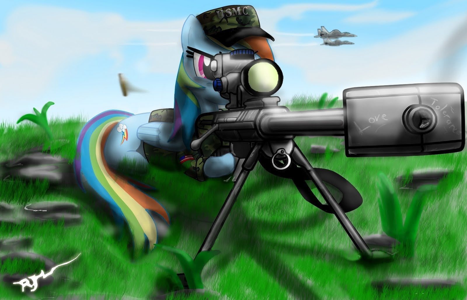 futuristic, My Little Pony: Friendship is Magic, pony, communication, security, green, technology, military, outdoors, Rainbow Dash, drone, sniper, plant, HD Wallpaper