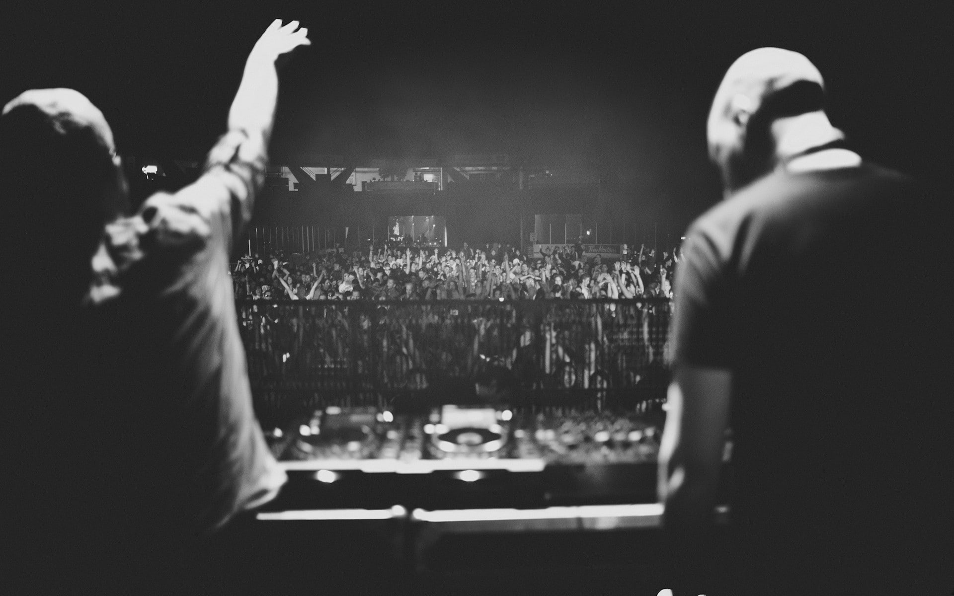 DJ, music festival, music, monochrome, 1080P, HD Wallpaper