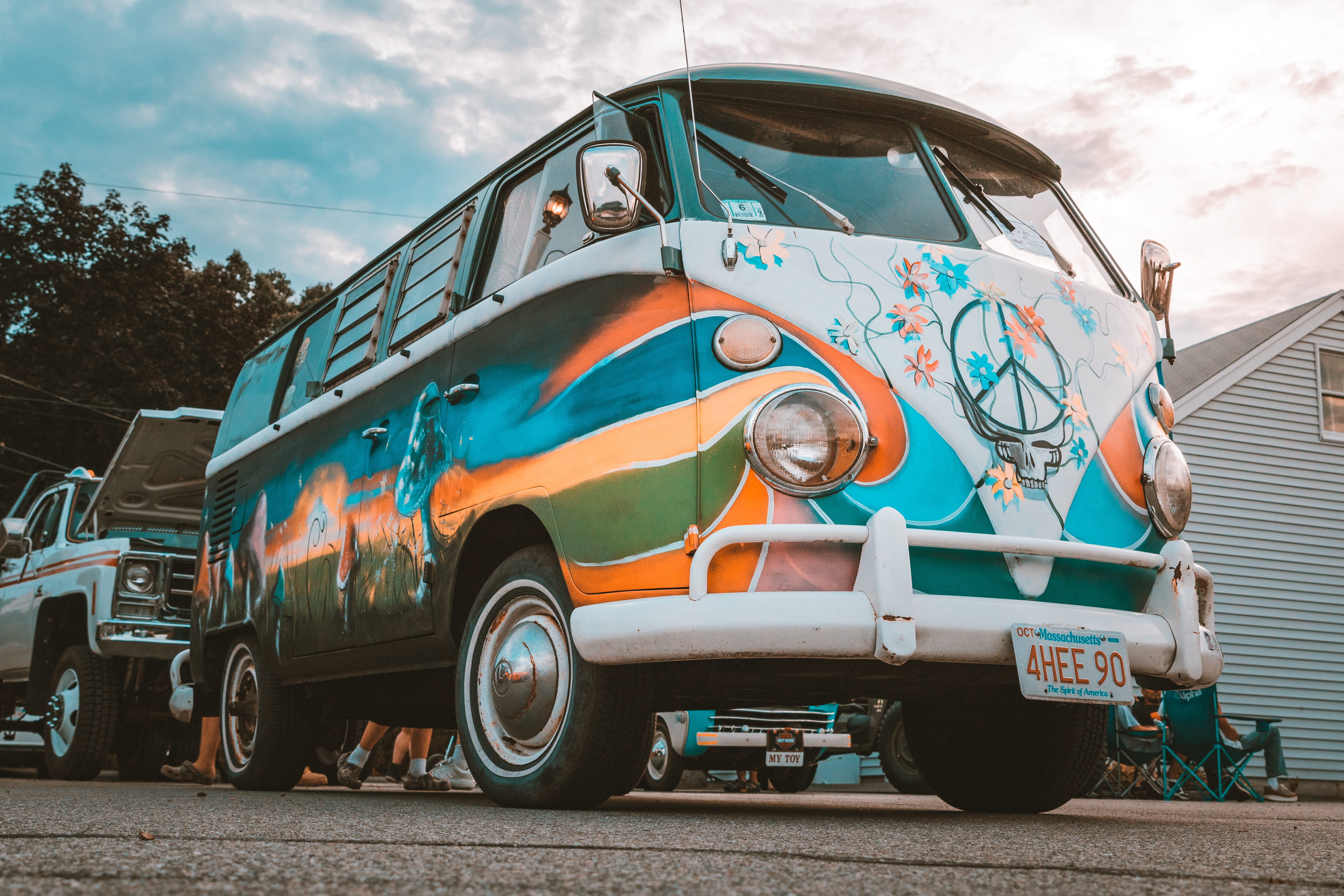 july, travel, bus, mode of transportation, day, volkswagen, cloud - sky, antique, city, truck, stationary, sky, road, hippy, united states, outdoors, architecture, HD Wallpaper