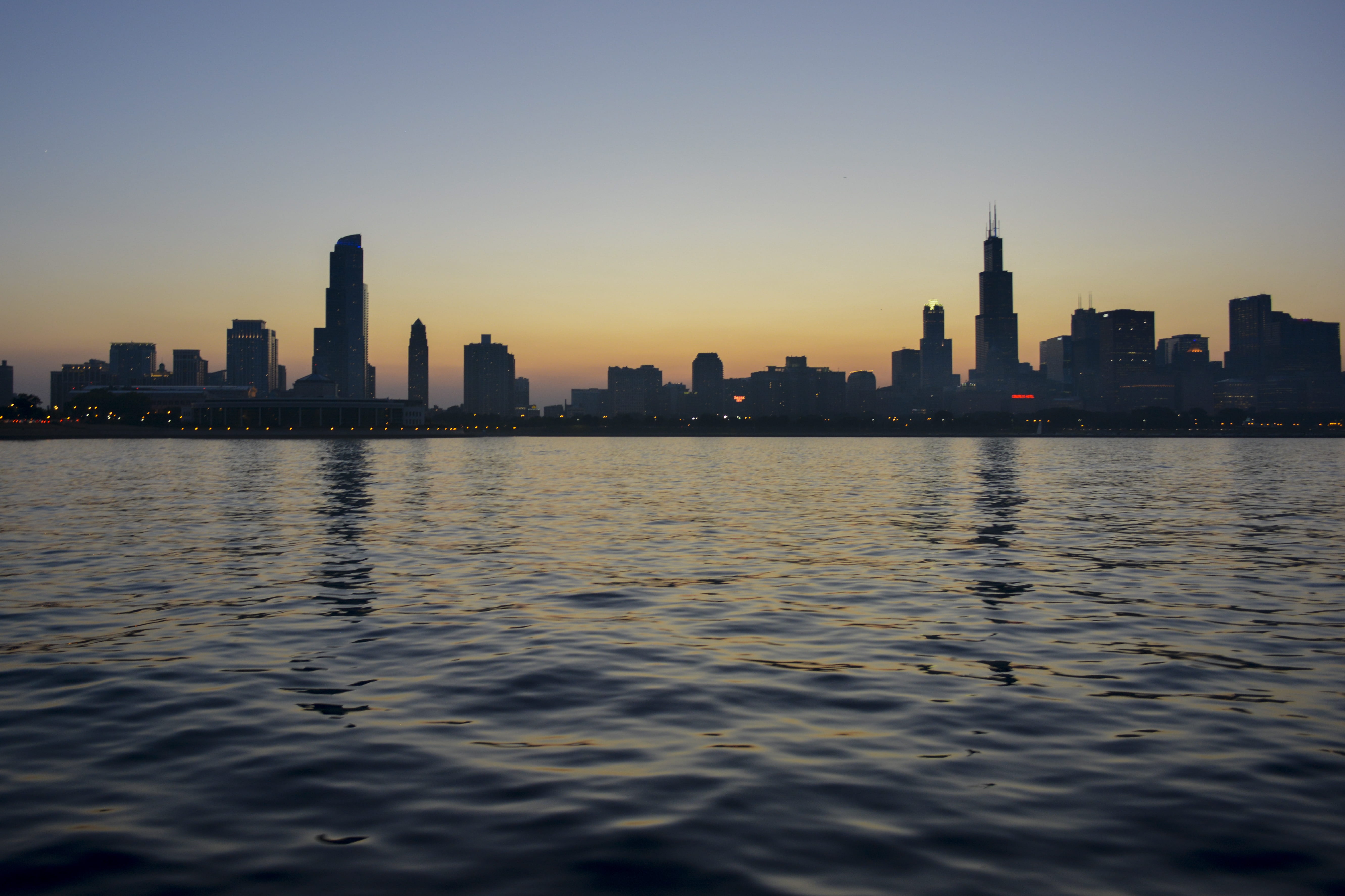 spire, city, downtown, water, dawn, office building exterior, dusk, 5K, urban skyline, landscape, skyline, skyscraper, architecture, twilight, building, HD Wallpaper