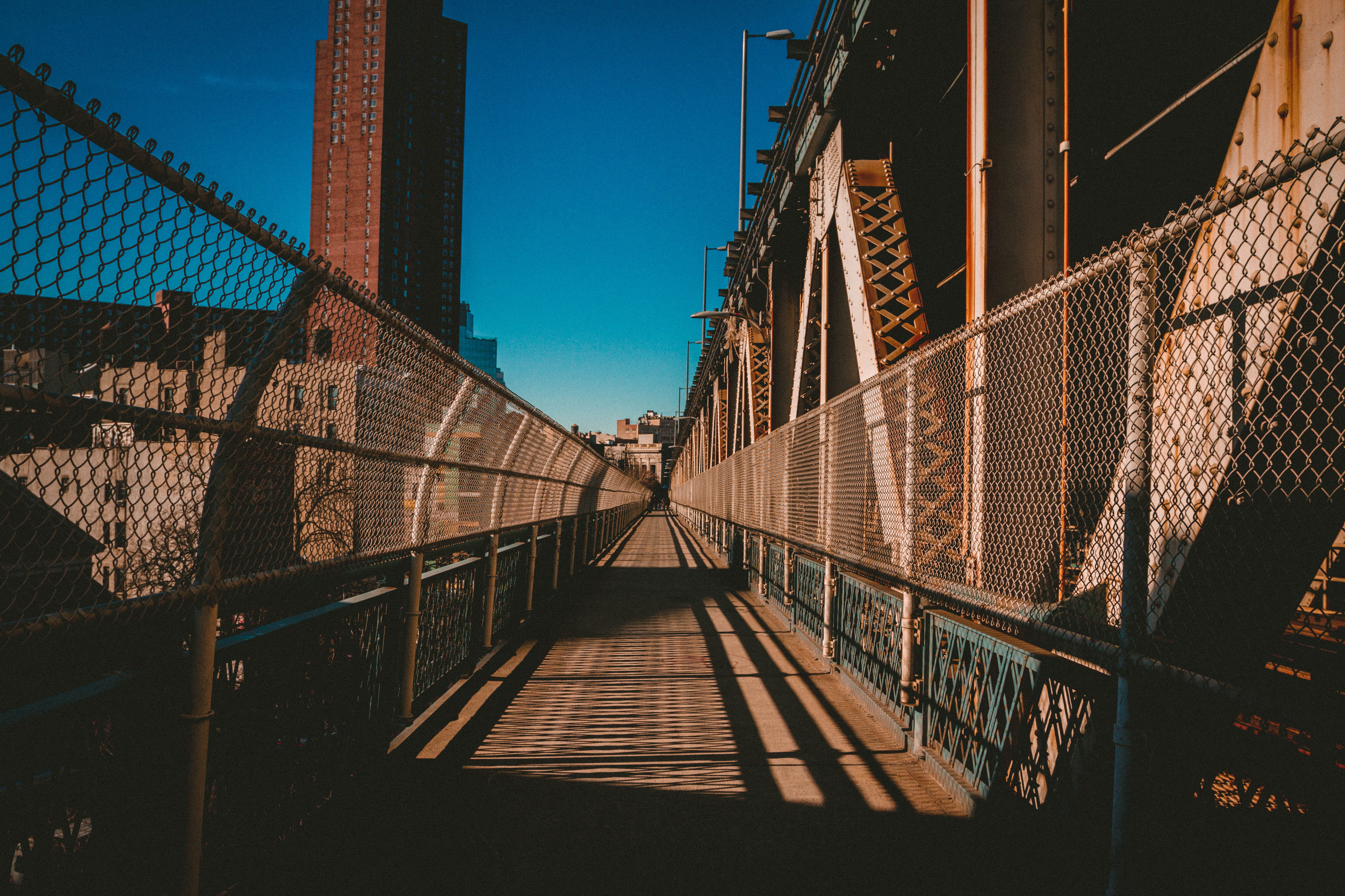 railing, no people, daytime, transportation, direction, urban photography, new york, shadow sillouette, nature, bridge - man made structure, footbridge, HD Wallpaper