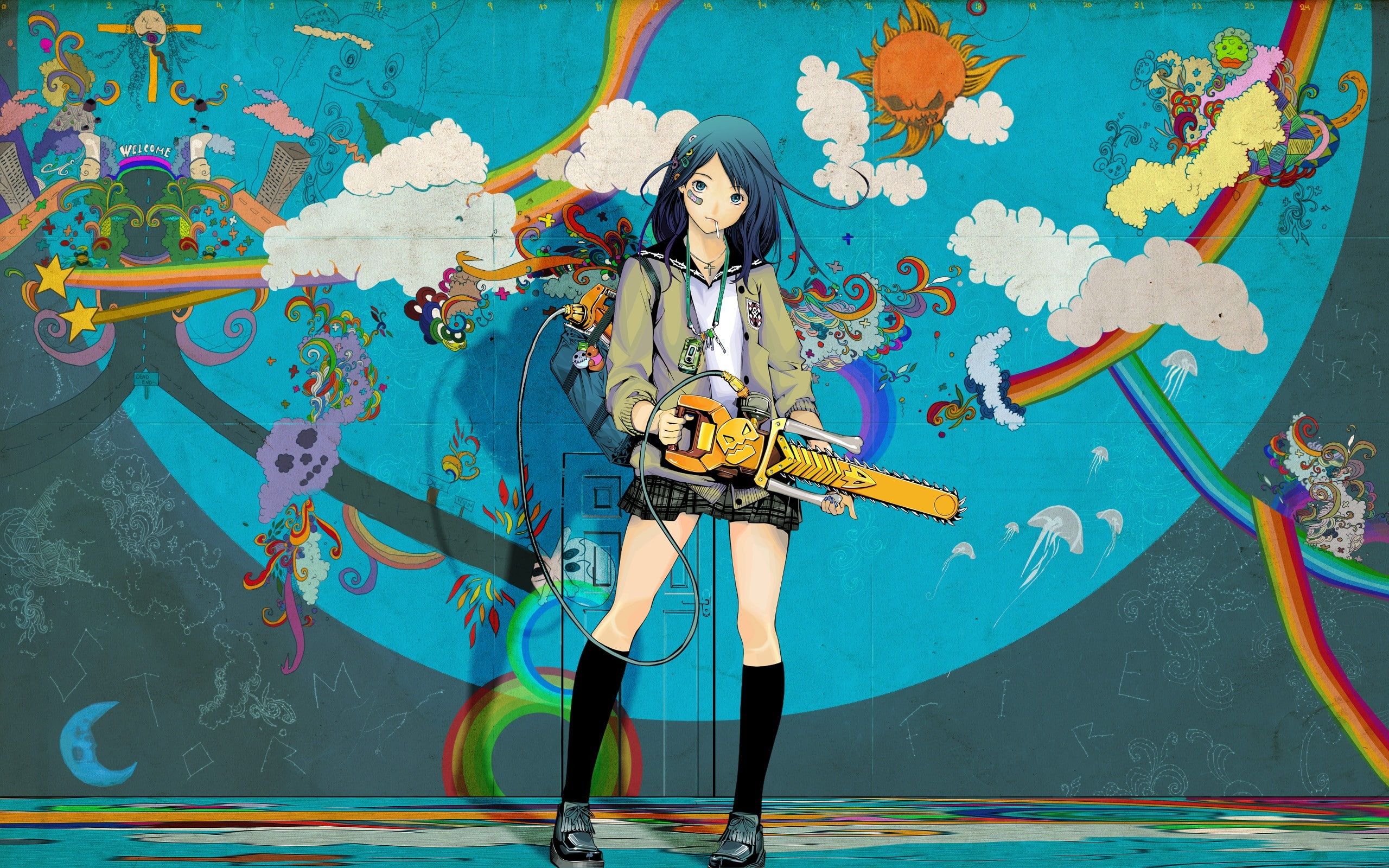 anime girls, 2K, character, anime, artwork, female, girls, drawing, 2560x1600, HD Wallpaper