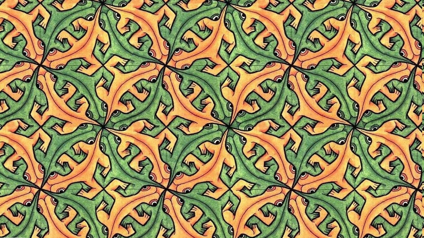 indoors, food, large group of objects, artwork drawing m c_ escher symmetry optical illusion animals lizards, wellbeing, freshness, vegetarian food, pattern, HD Wallpaper