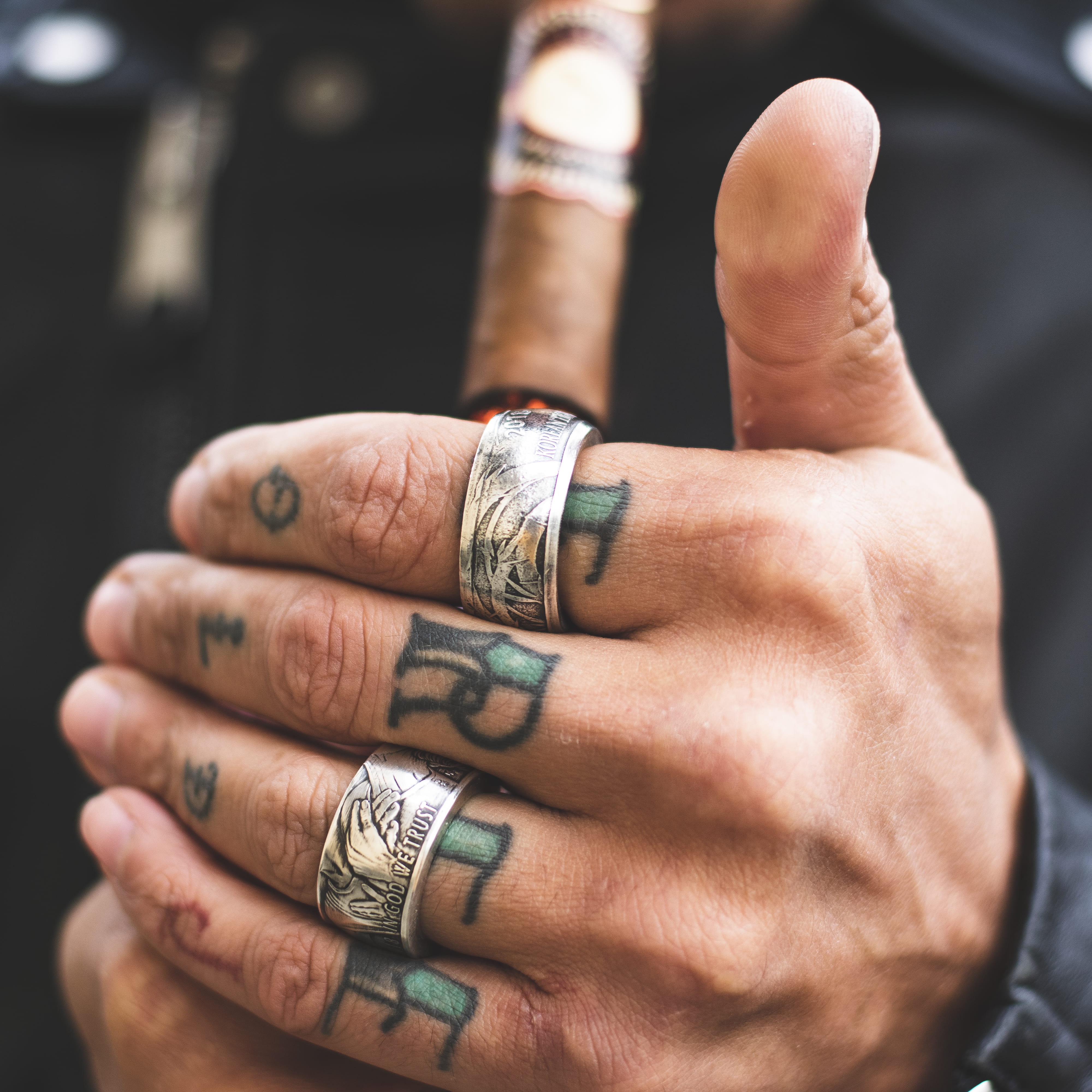 wearing, ring, colored, 4K, man, bracelet, rings, human body part, people, silver, human, real people, close-up, focus, body part, hand, wear, finger, Phone HD Wallpaper