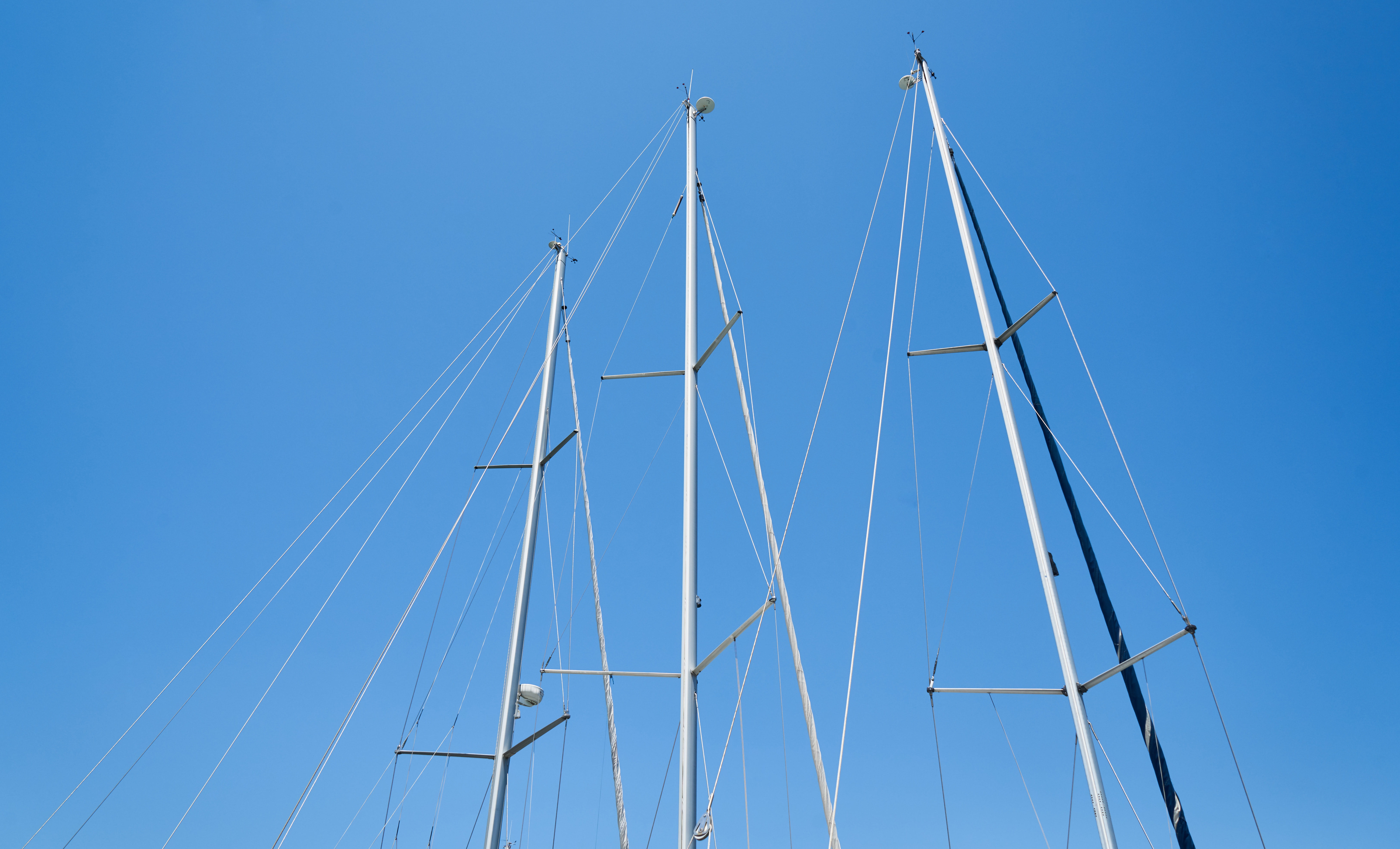 ship, maritime, nature, direct, summer, no people, mast, 8K, yachting, travel, sky, blue, transportation, connection, sailboat, sail, clear sky, outdoors, HD Wallpaper