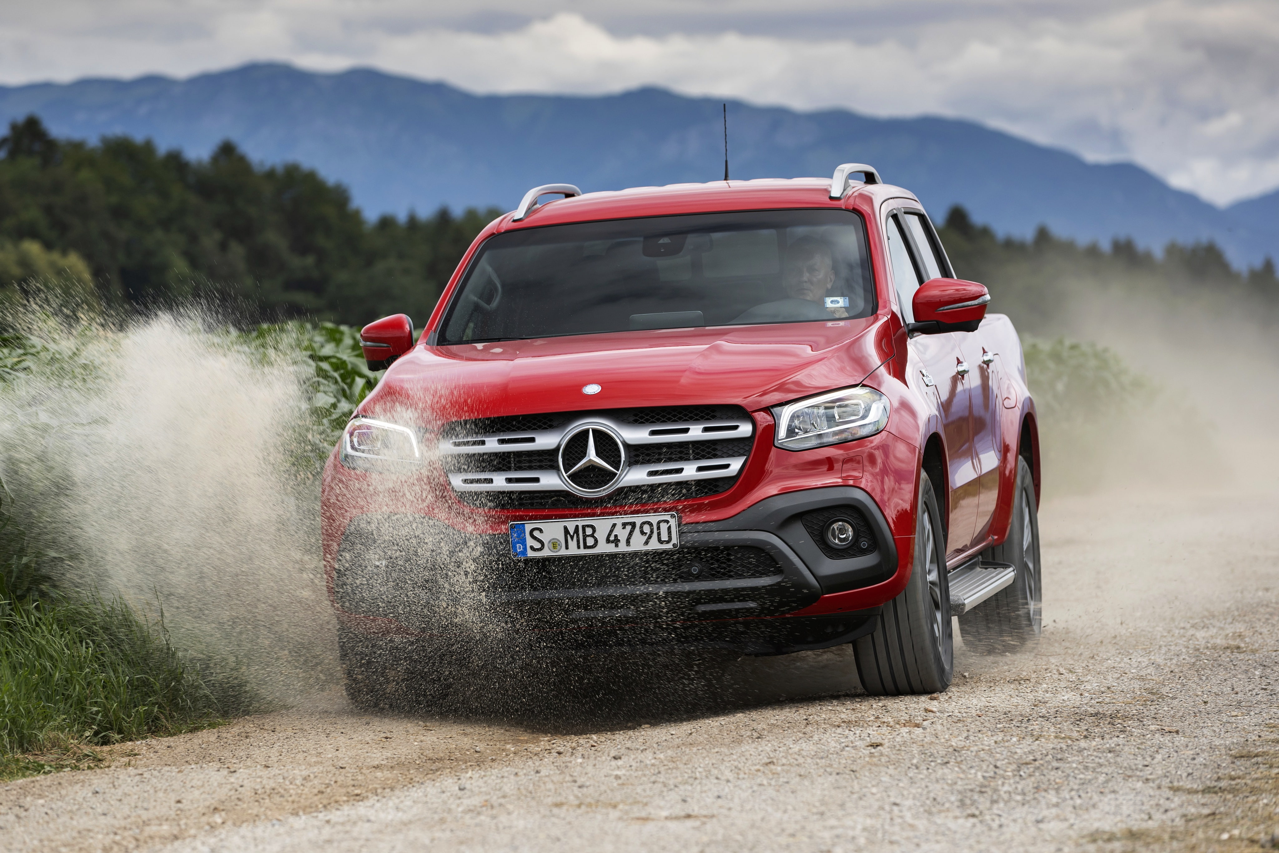 pickup, 4K, red, primer, dust, 2017, movement, Mercedes-Benz, X-Class, HD Wallpaper