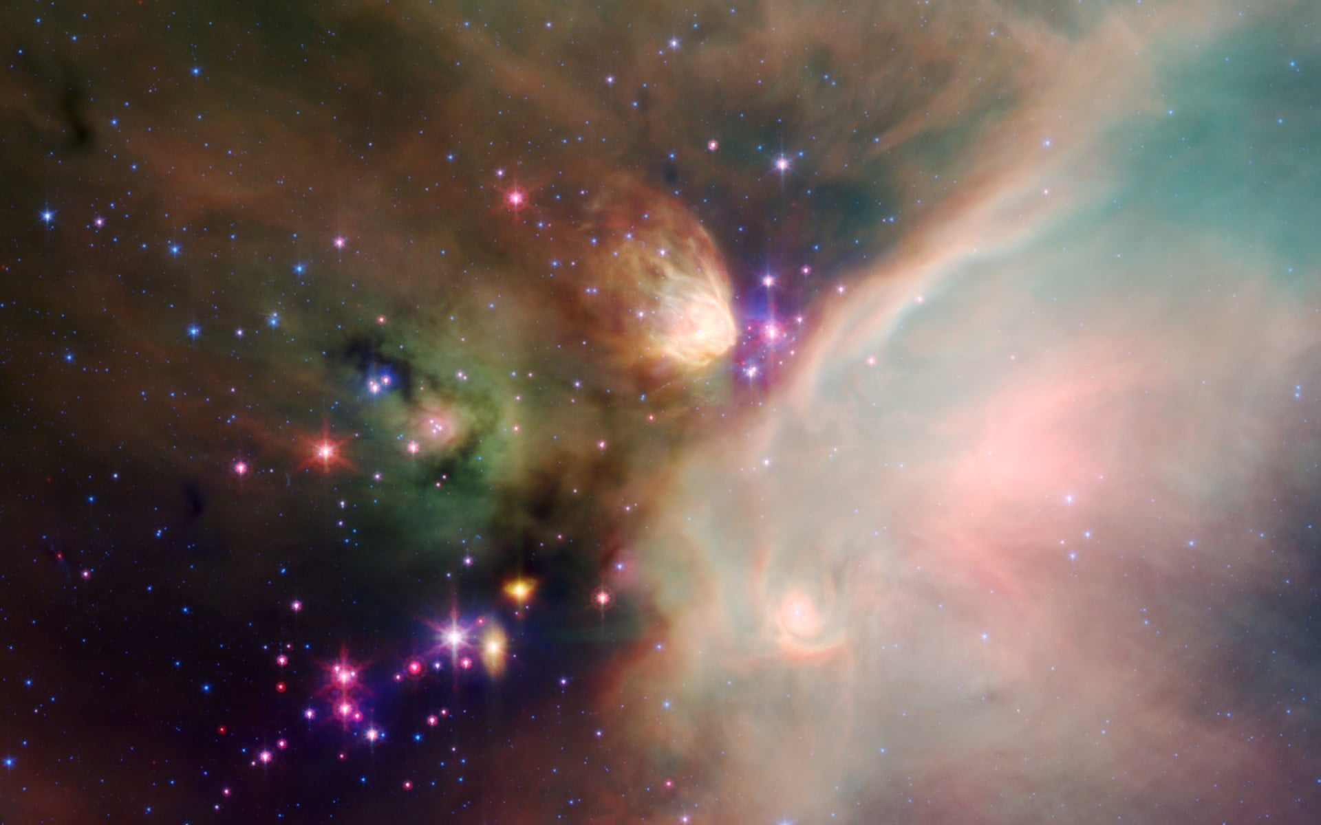 cloud - sky, glowing, constellation, colorful, 1080P, digital art, galaxy, sky, night, beauty in nature, milky way, nature, mystery, star field, satellite view, HD Wallpaper