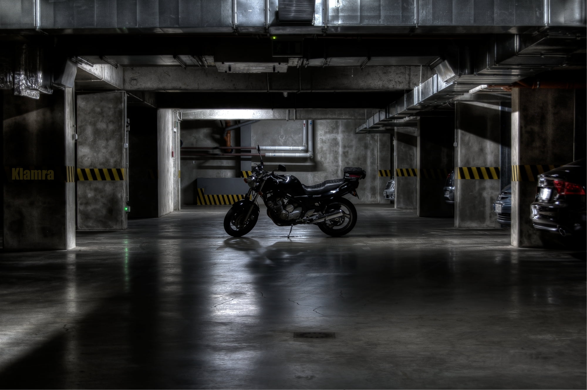 motorcycle, Yamaha, Poland, parking garage, Katowice, 1080P, HD Wallpaper