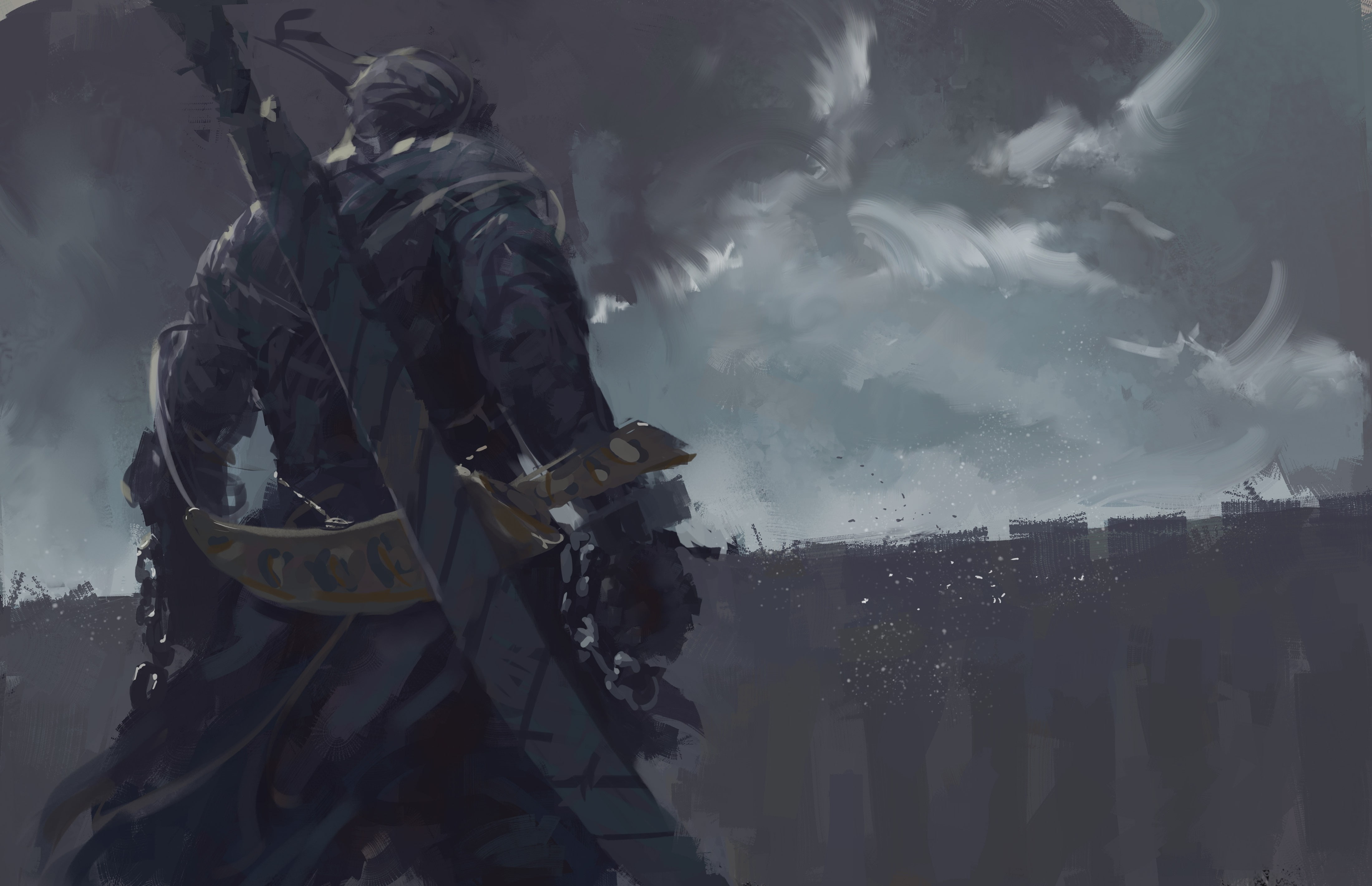 ghost, comics, wlop, fantasy, 4K, perfect, adventure, blade, anime, manga, HD Wallpaper