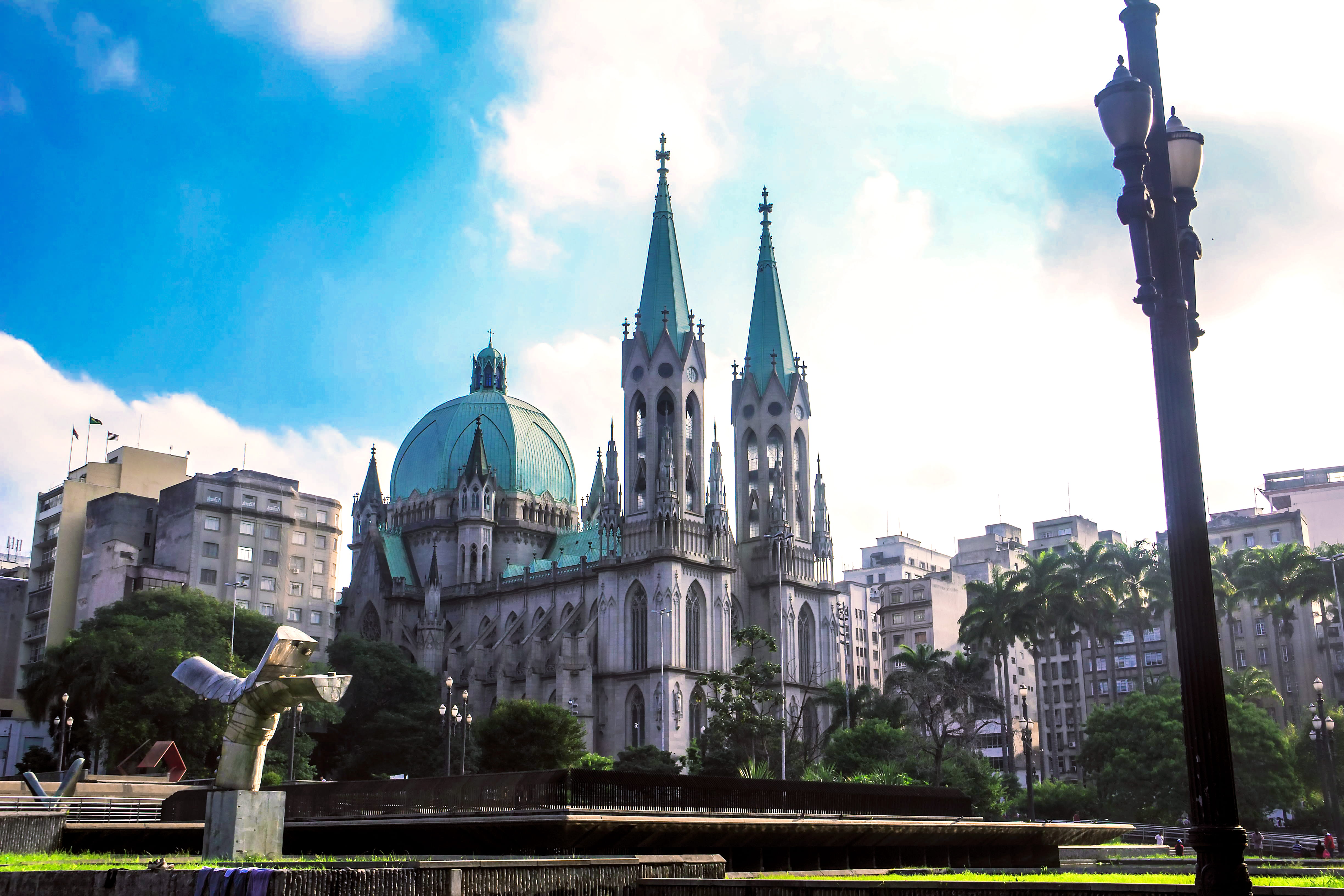 praça da sé, building exterior, tourism, saopaulo, history, travel destinations, travel, place of worship, religion, castle, downtown, brasil, city, outdoors, HD Wallpaper