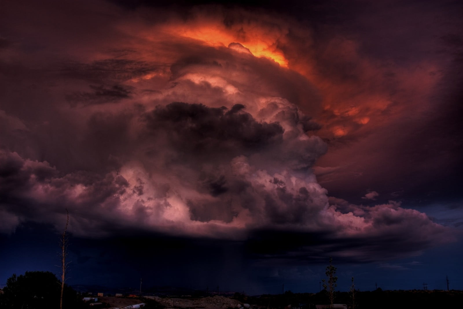 cloud - sky, power supply, covered, thunderstorm, 720P, power, beauty in nature, storm, ominous, purple, storm cloud, environment, photo, communication, HD Wallpaper