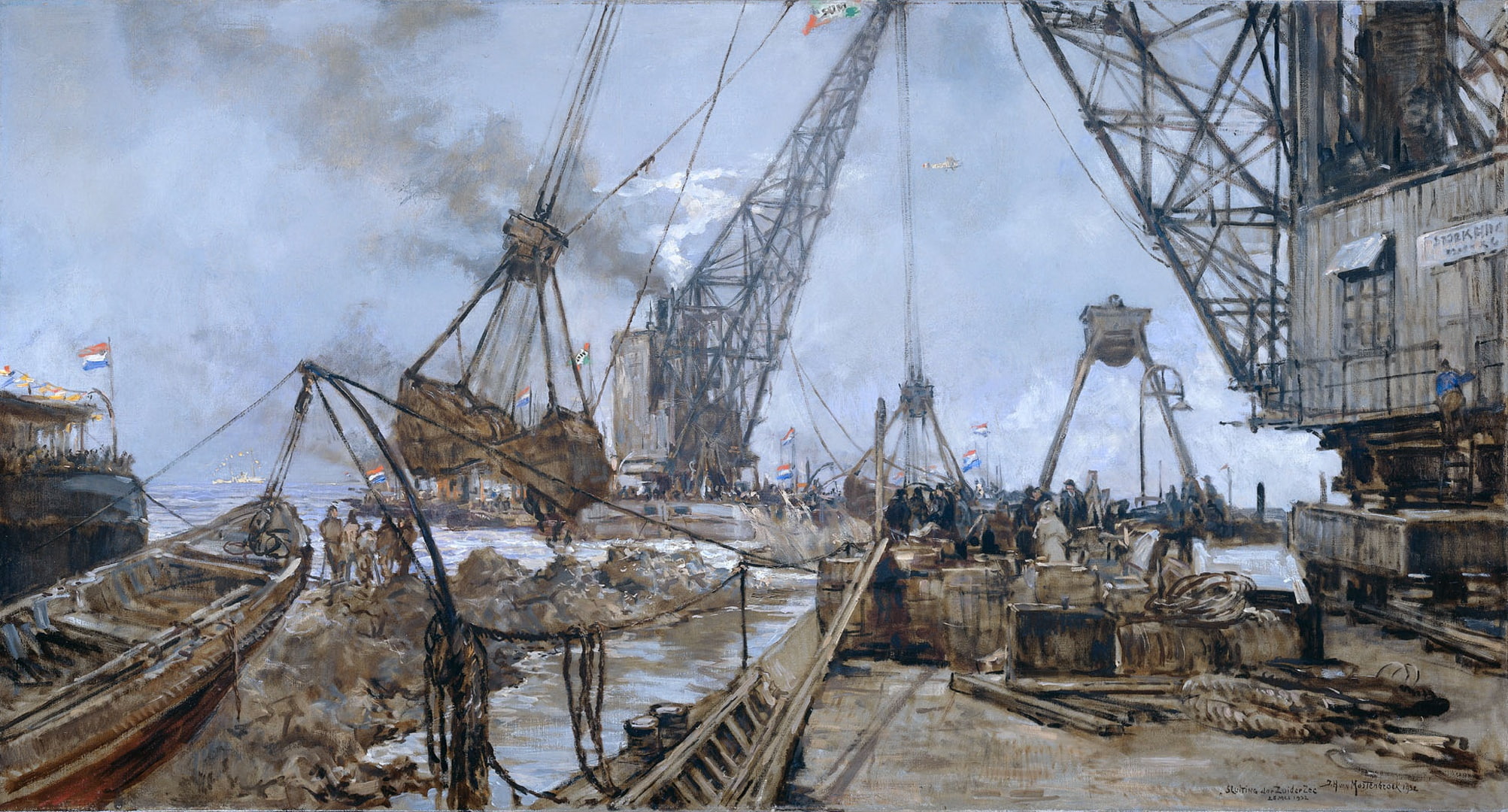 oil, The Overlap Of The Bay Zuiderzee, picture, 1080P, canvas, Johan Hendrik van Mastenbroek, HD Wallpaper