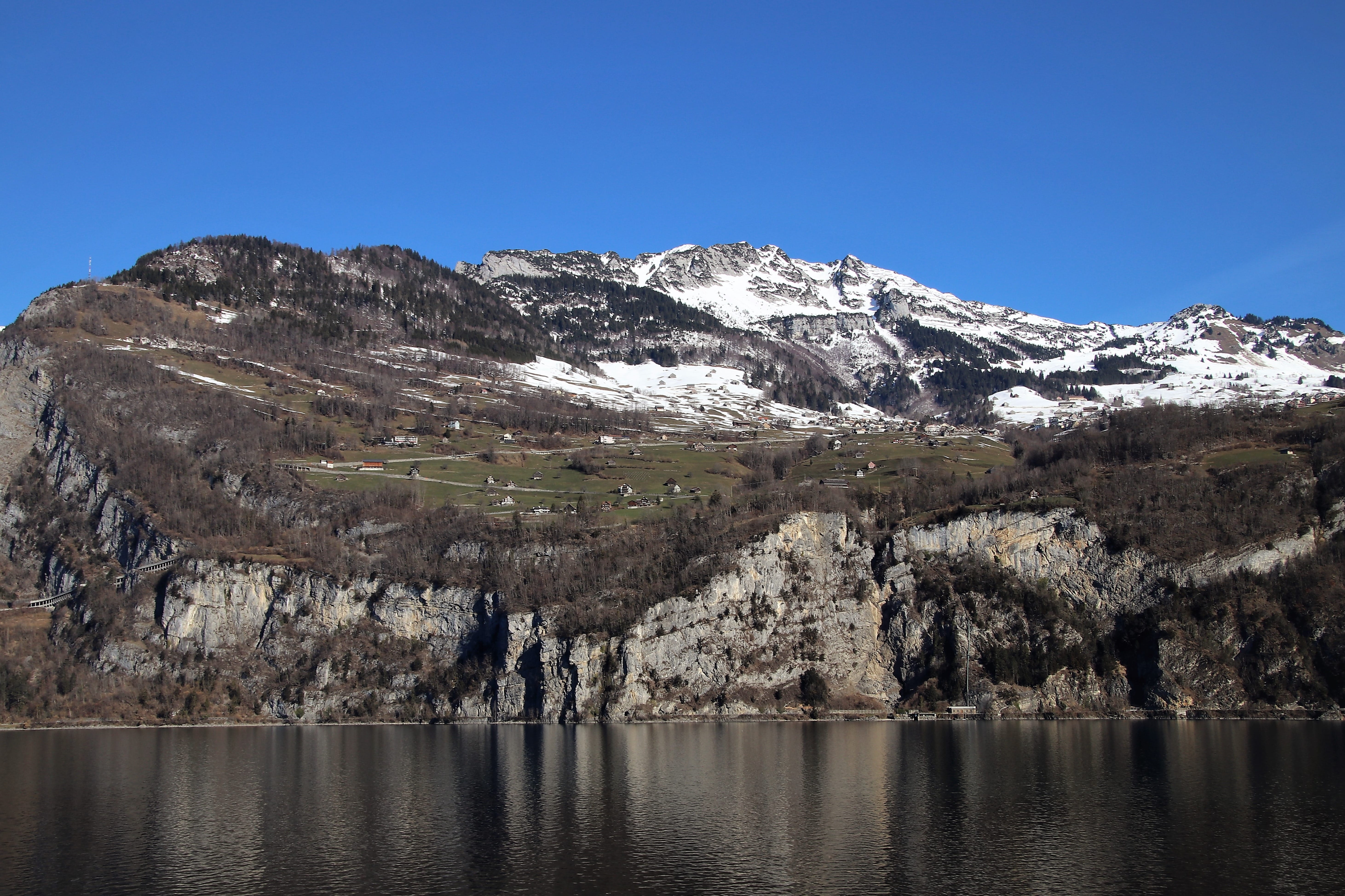 array, water, the alps, the prospect of, lake, travel, formation, sky, alpine village, tranquil scene, figure, above, rock, nature, non-urban scene, tops, HD Wallpaper