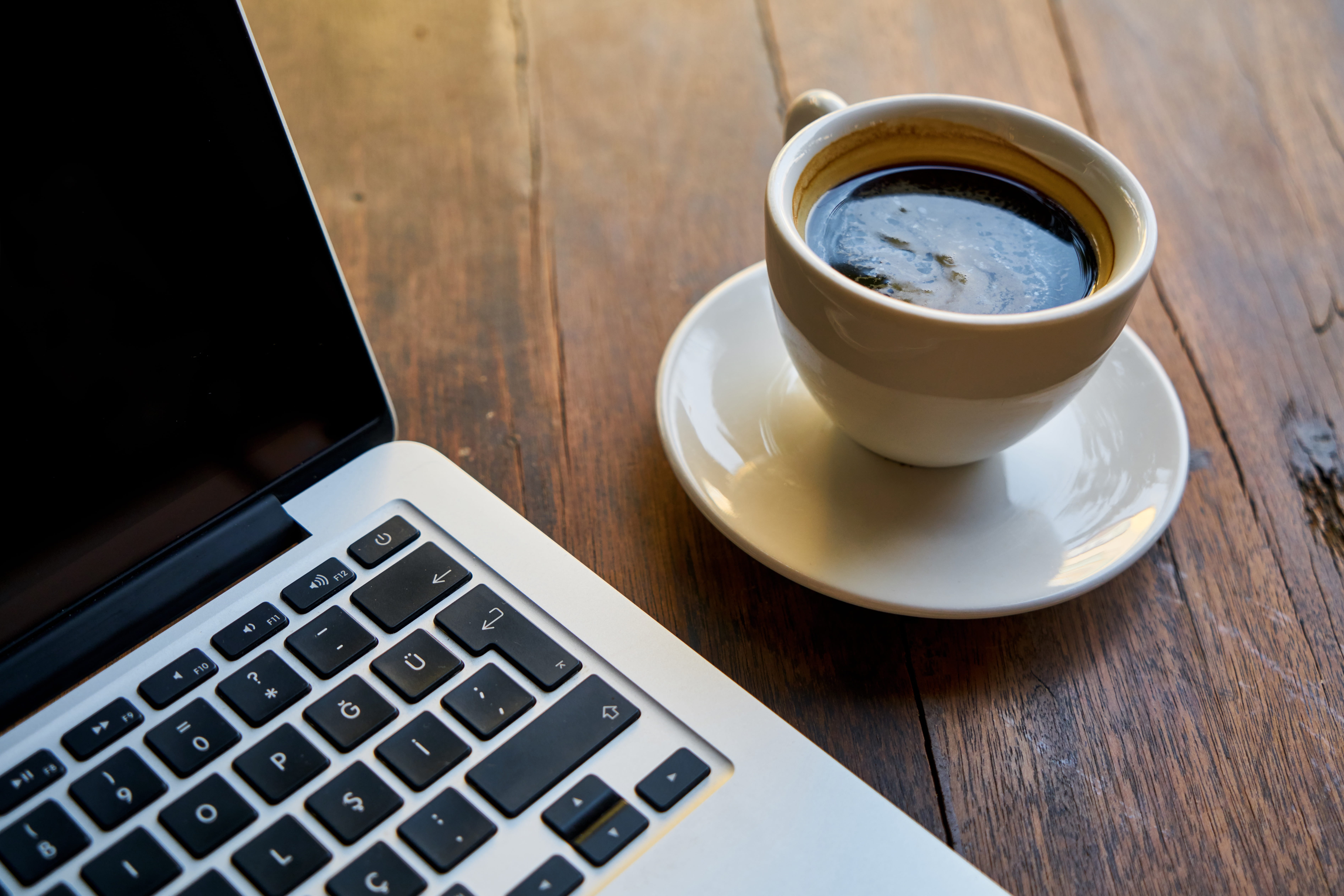 photo, close-up, indoors, work, latte, espresso, table, beverage, saucer, nutrition, no people, refreshment, teacup, cafe, brown, technology, coffee, the work, HD Wallpaper