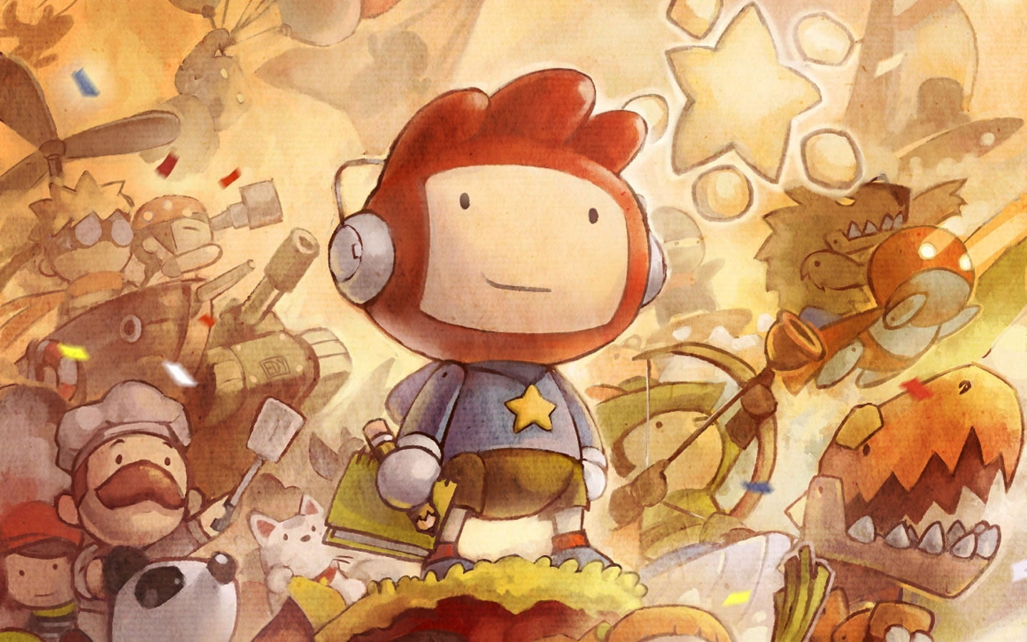 headphones, holding, sketch, pencil, super, book, boy, video games, grey, hd, 720P, drawing, scribblenauts, HD Wallpaper