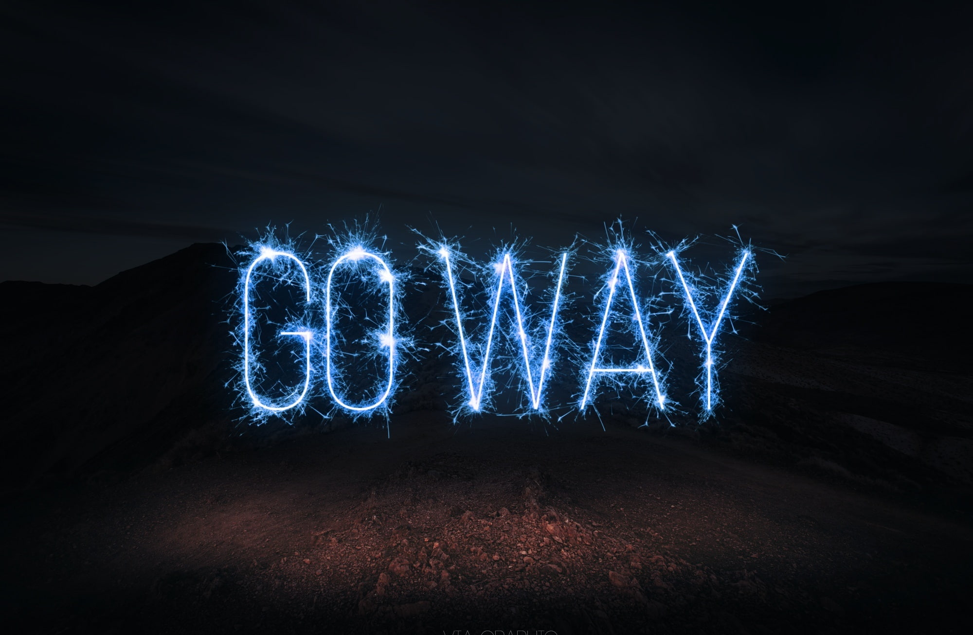 dark, creativity, go, illuminated, nature, way, light - natural phenomenon, 1080P, no people, blurred motion, blue, motion, text, electricity, light, Typography, HD Wallpaper