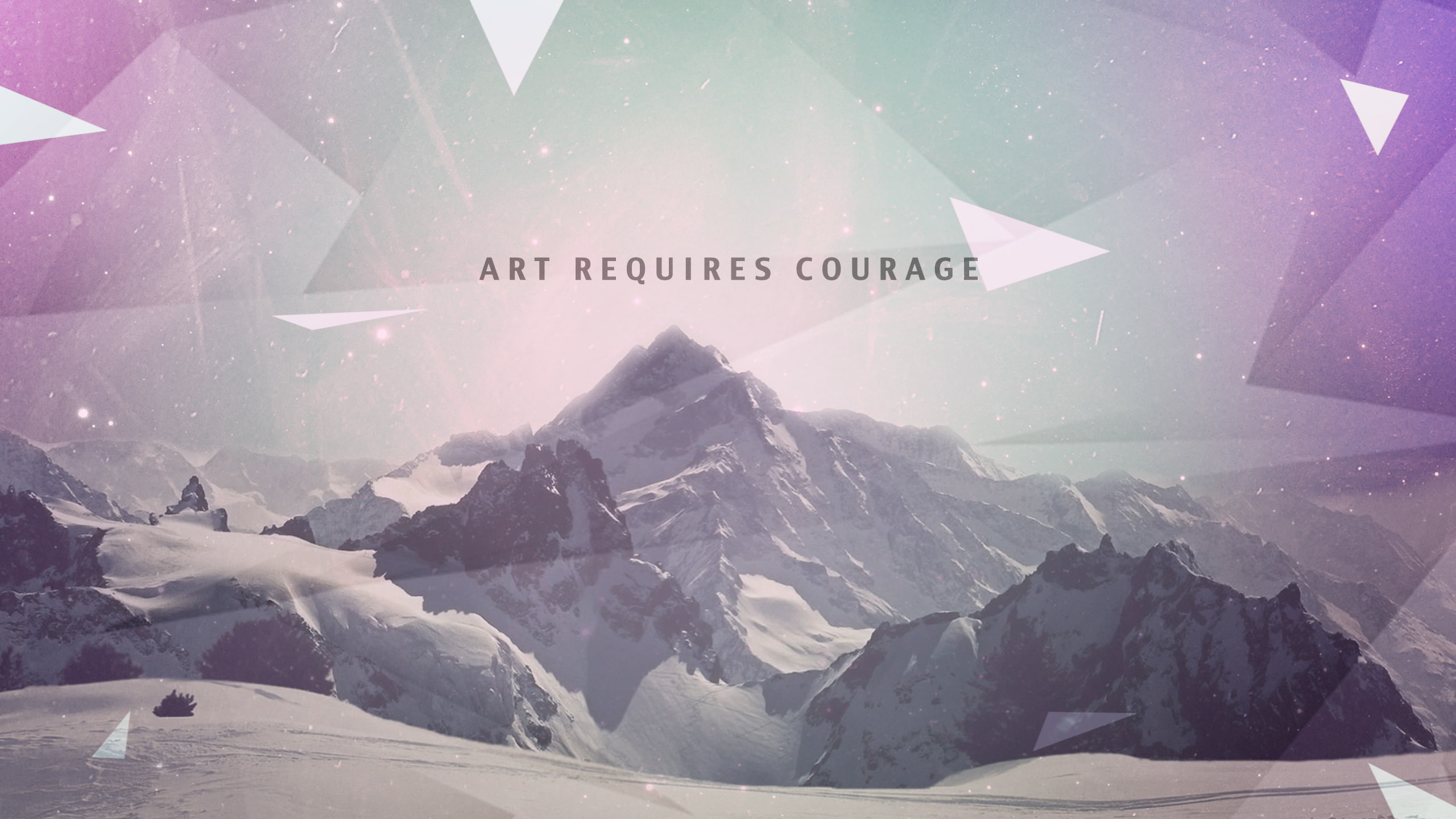 mountain, script, design, courage, winter, communication, requires, digital composite, western script, text, art, snowcapped mountain, 2K, outdoors, nature, HD Wallpaper