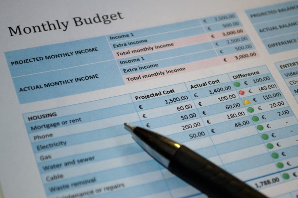 personal monthly budget, accounting, account, nib, focus on foreground, figure out, financial figures, close-up, number, paperwork, bill, document, pen, HD Wallpaper
