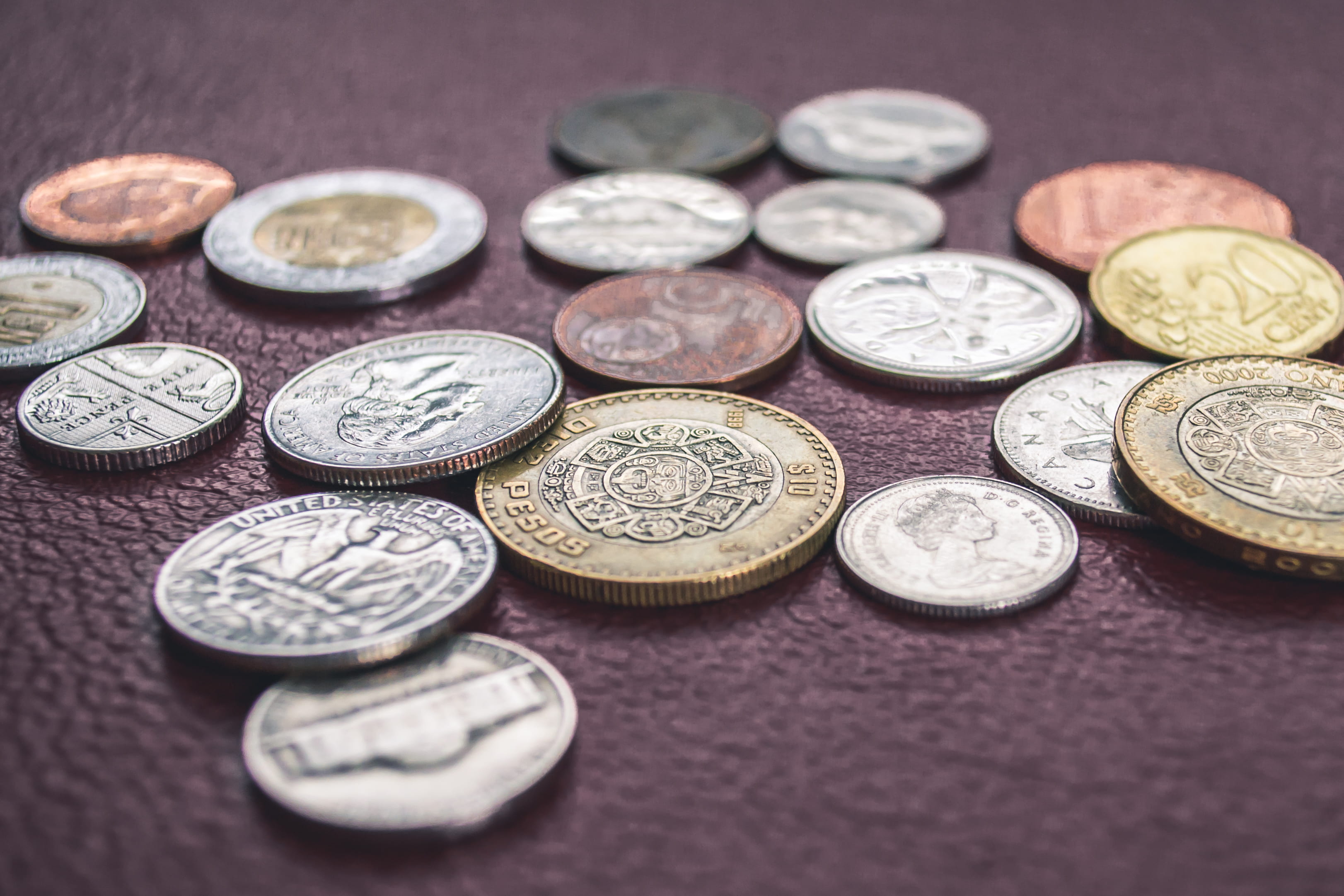 silver colored, still life, coins, north america, round, economy, textile, number, history, finance, 2K, gold, selective focus, colored, variation, business, HD Wallpaper