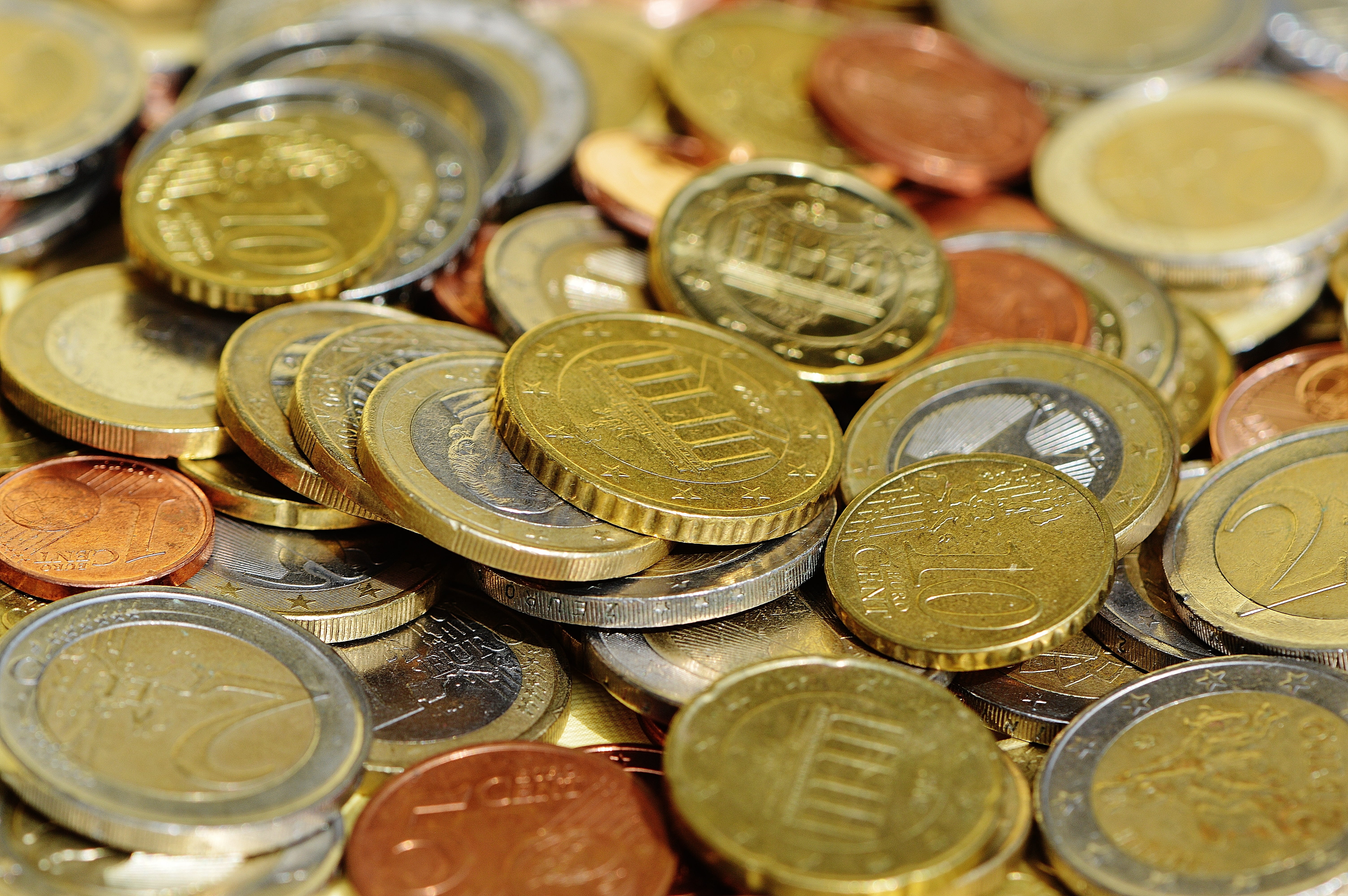 euro cents, finance, euro, indoors, full frame, business, abundance, coins, business finance and industry, metal money, collection, large group of objects, HD Wallpaper