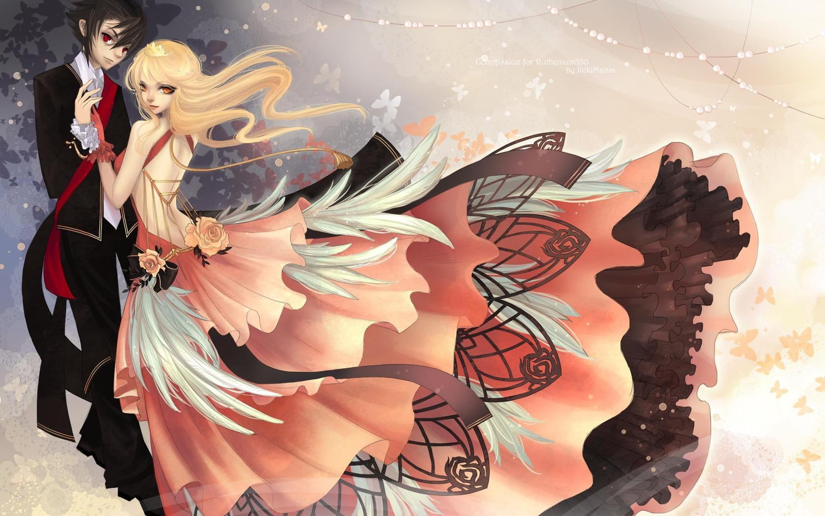 event, celebration, dance, indoors, multi colored, human representation, one person, clothing, anime, art and craft, dress, pattern, day, Anime / Animated, HD Wallpaper