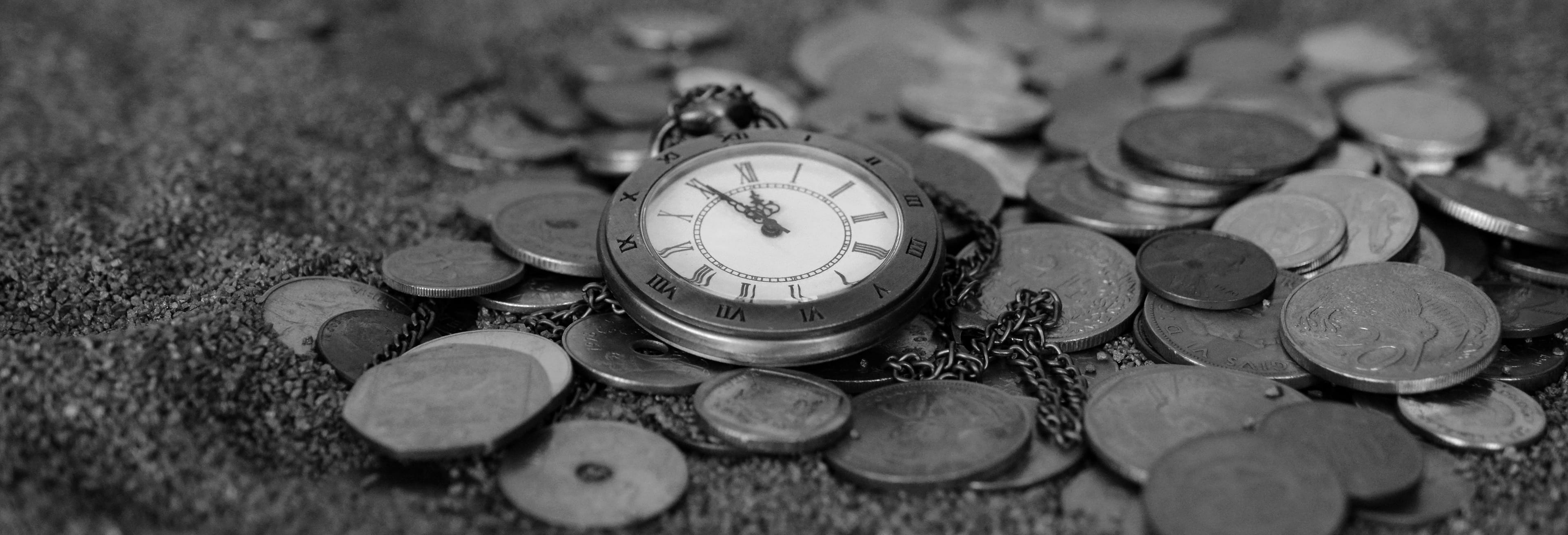 silver, close-up, watch, accuracy, round, vintage, clock face, time, wealth, coin, clock, sand, roman, instrument of time, business, timepiece, money, selective focus, HD Wallpaper