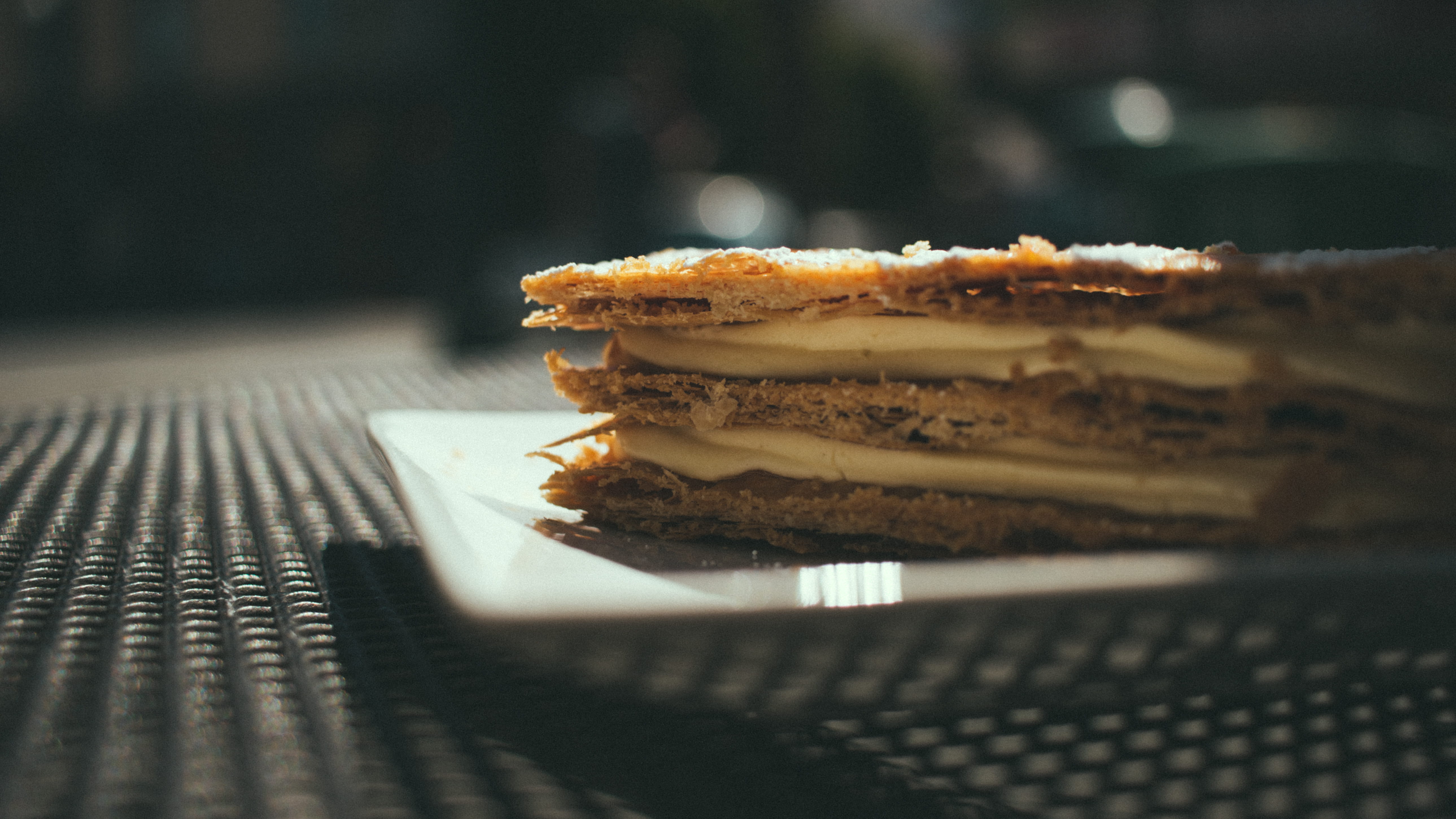 indulgence, desert, french food, close-up, temptation, selective focus, united states, plate, still life, table, berkeley, bokeh, 5K, piq berkeley, bread, HD Wallpaper