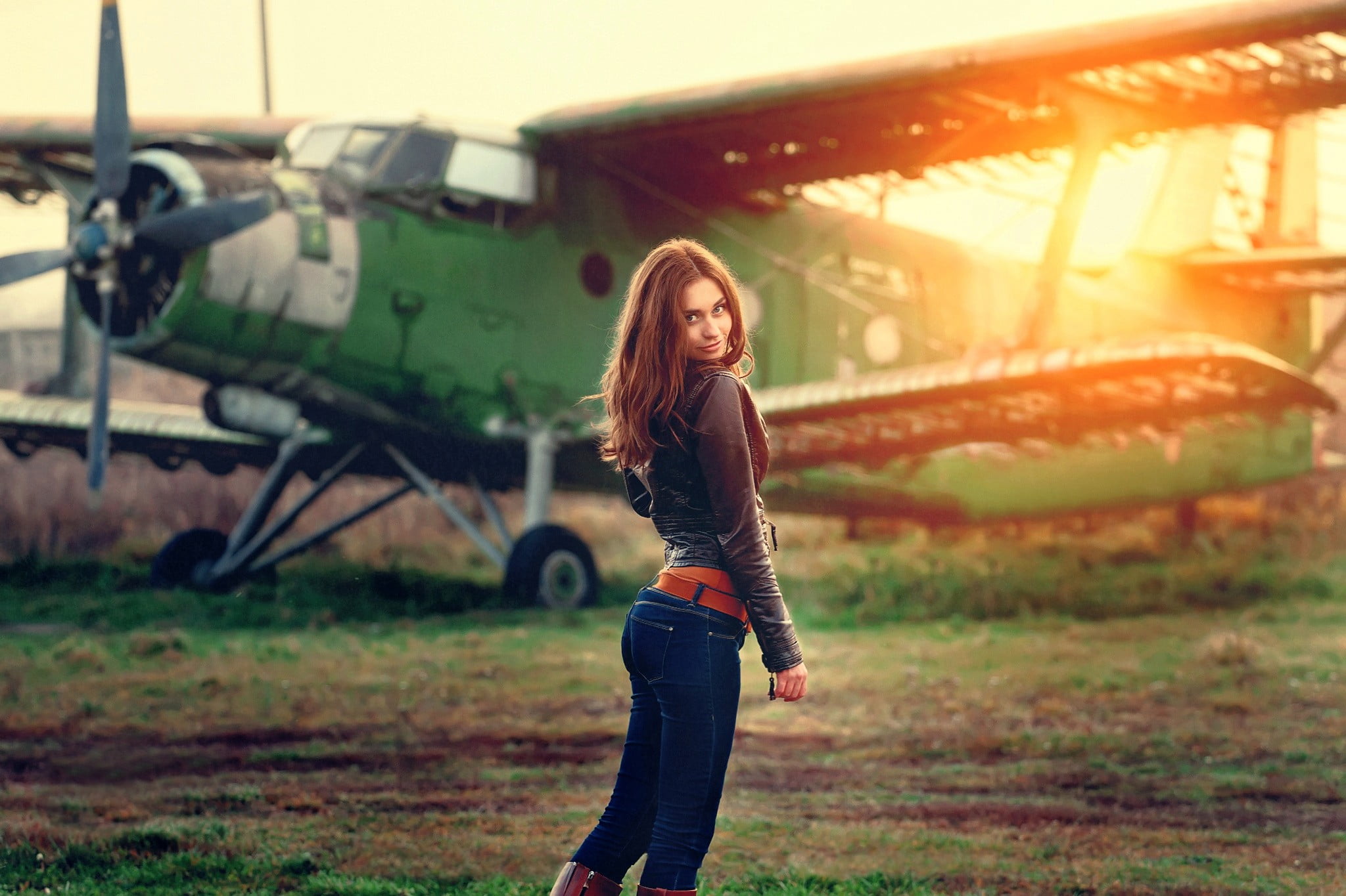 fashion model, sunset, women, hairstyle, nature, springtime, autumn, hair, young women, aircraft, model, one person, young adult, long hair, beautiful people, HD Wallpaper