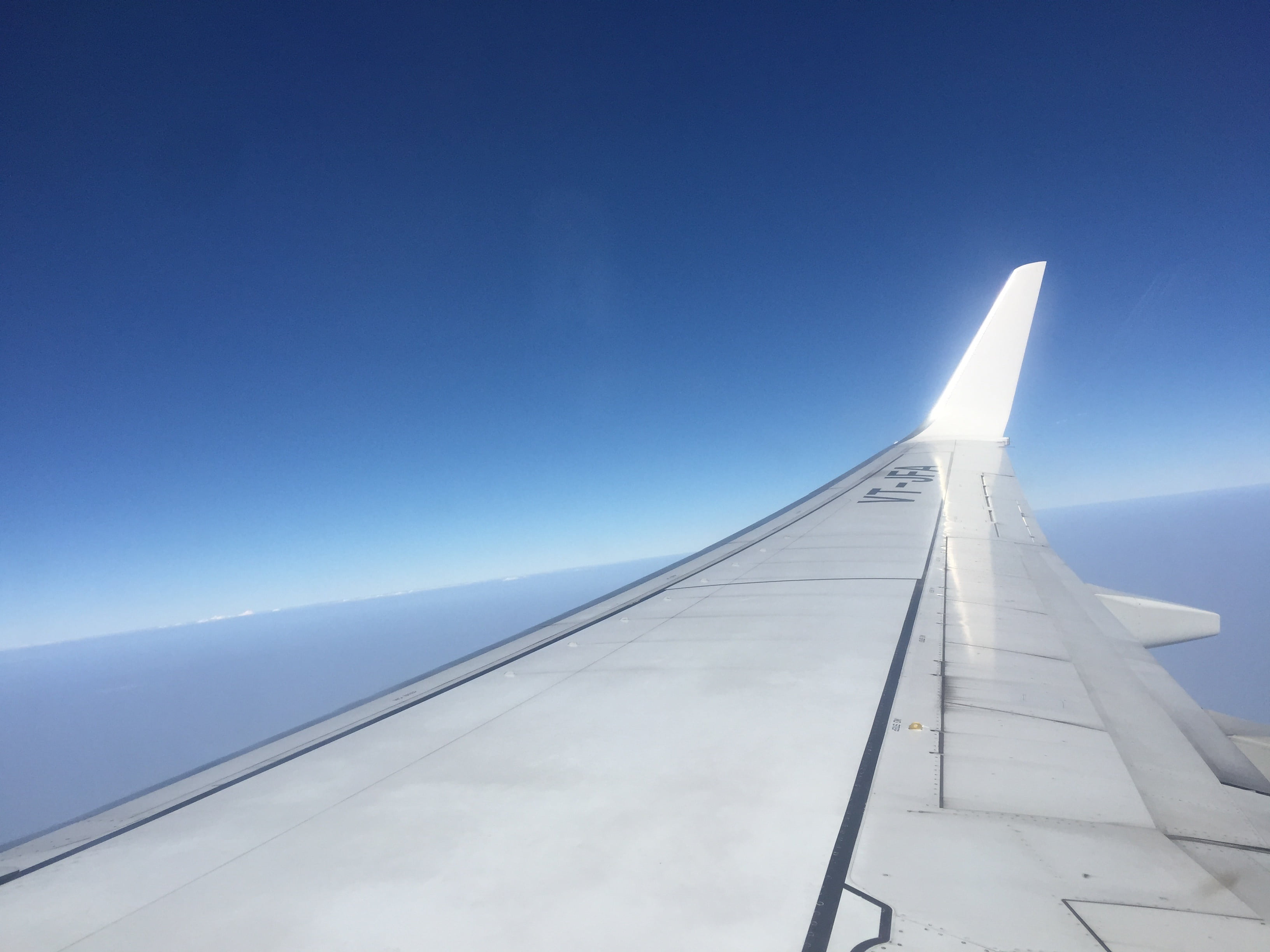travel, aerospace industry, aerial, blue, air Vehicle, mode of transportation, aircraft Wing, wing, day, flying, trip, sunlight, outdoors, cloud - Sky, HD Wallpaper