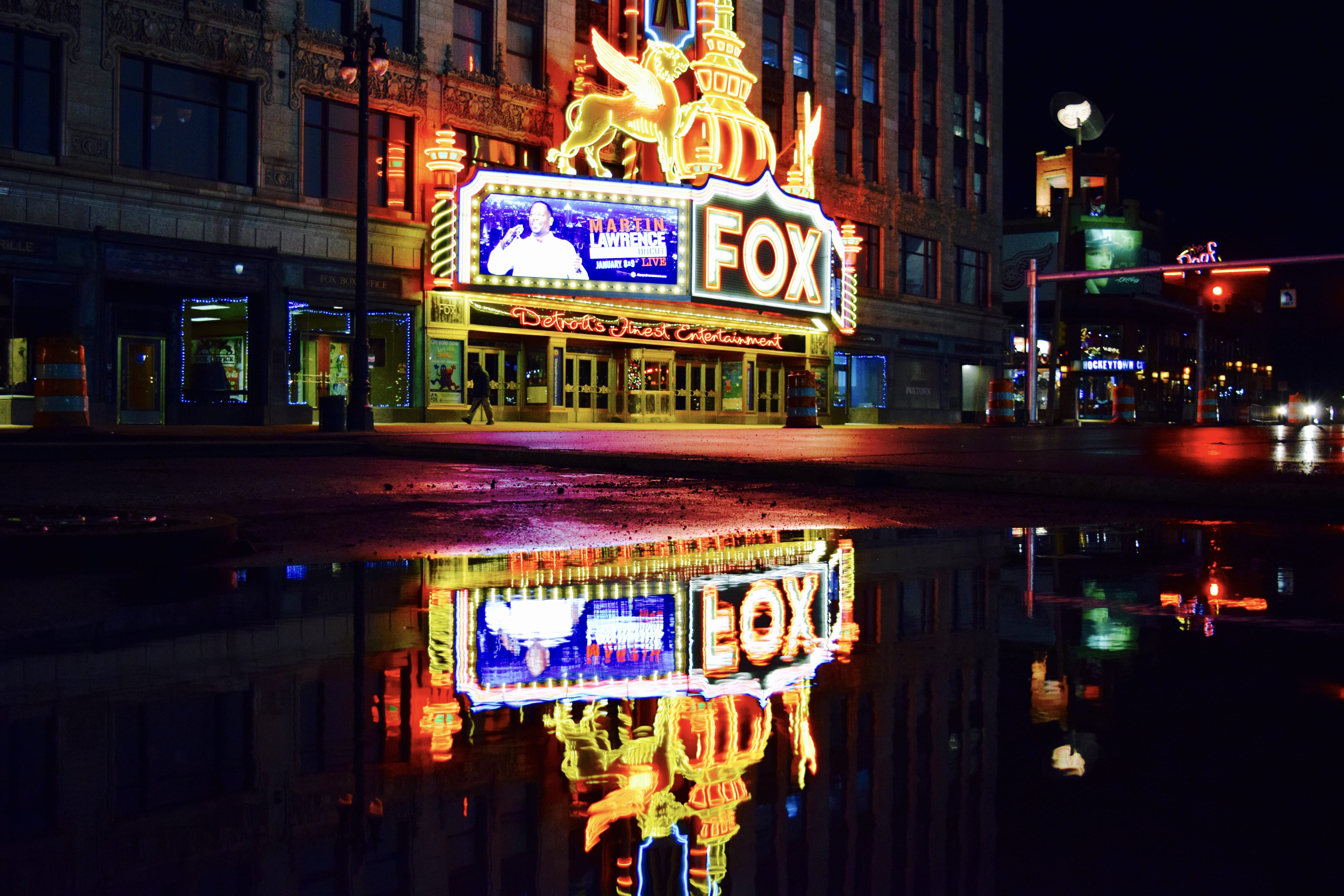 cinema, street, las Vegas - Nevada, travel Destinations, theater, fox, noght time light, street Light, booth, the Strip, city, reflection, color Image, HD Wallpaper