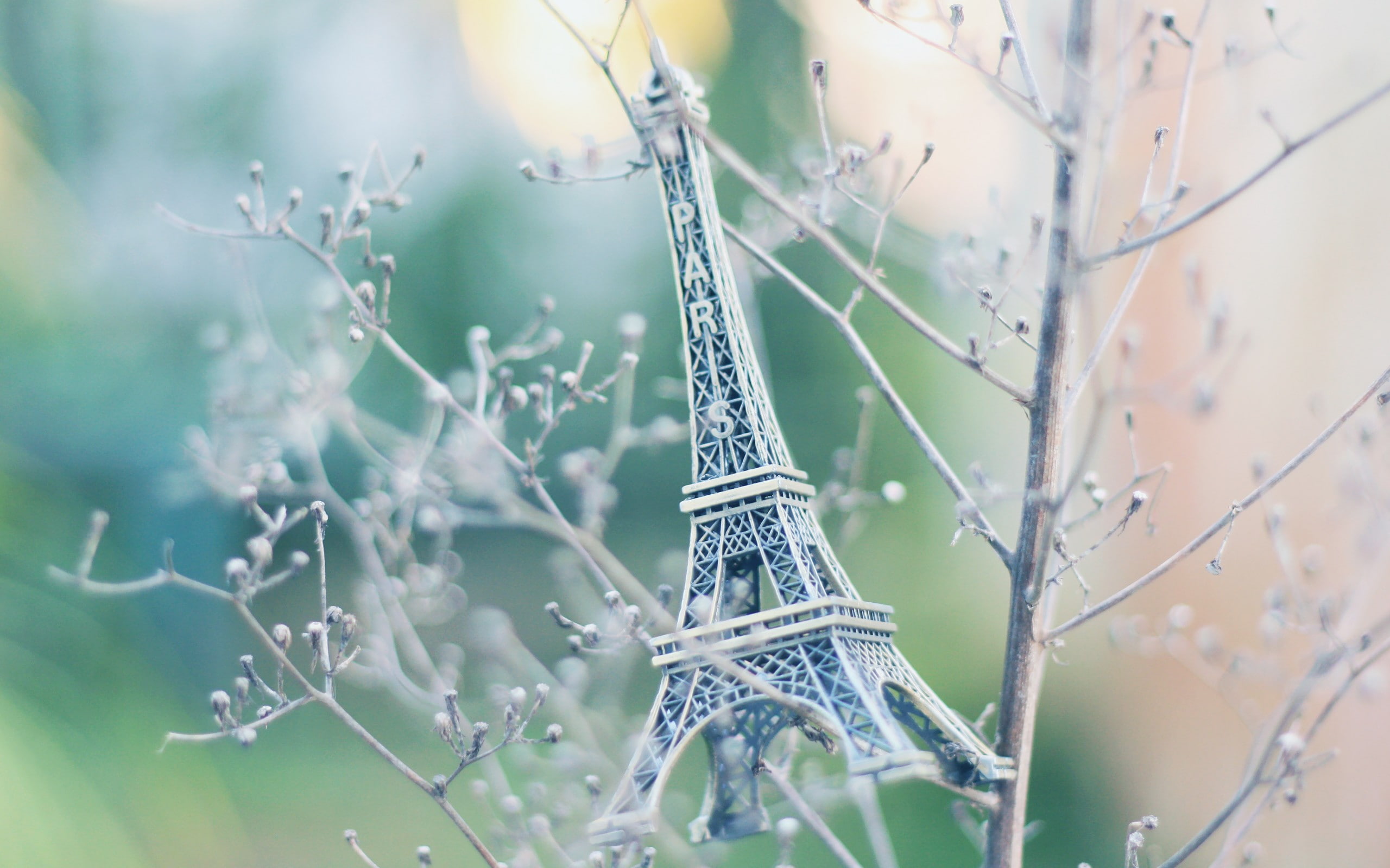 plants, twigs, Eiffel Tower, 2K, replicas, HD Wallpaper