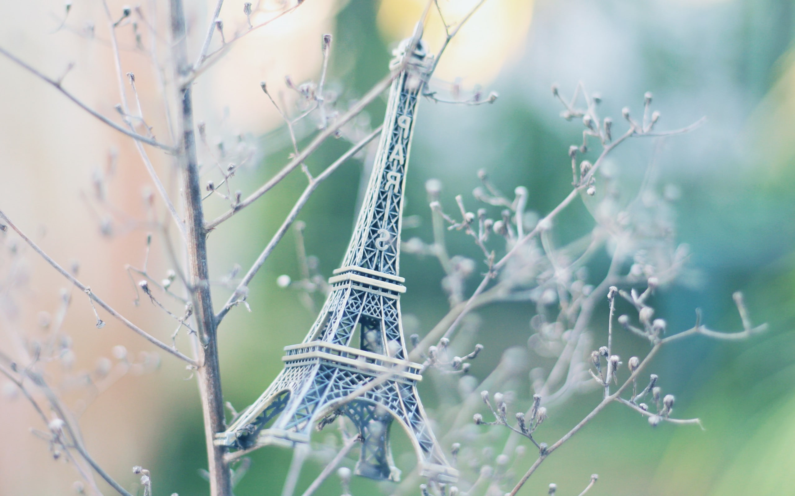Eiffel Tower, Replicas, 2K, Twigs, plants, HD Wallpaper