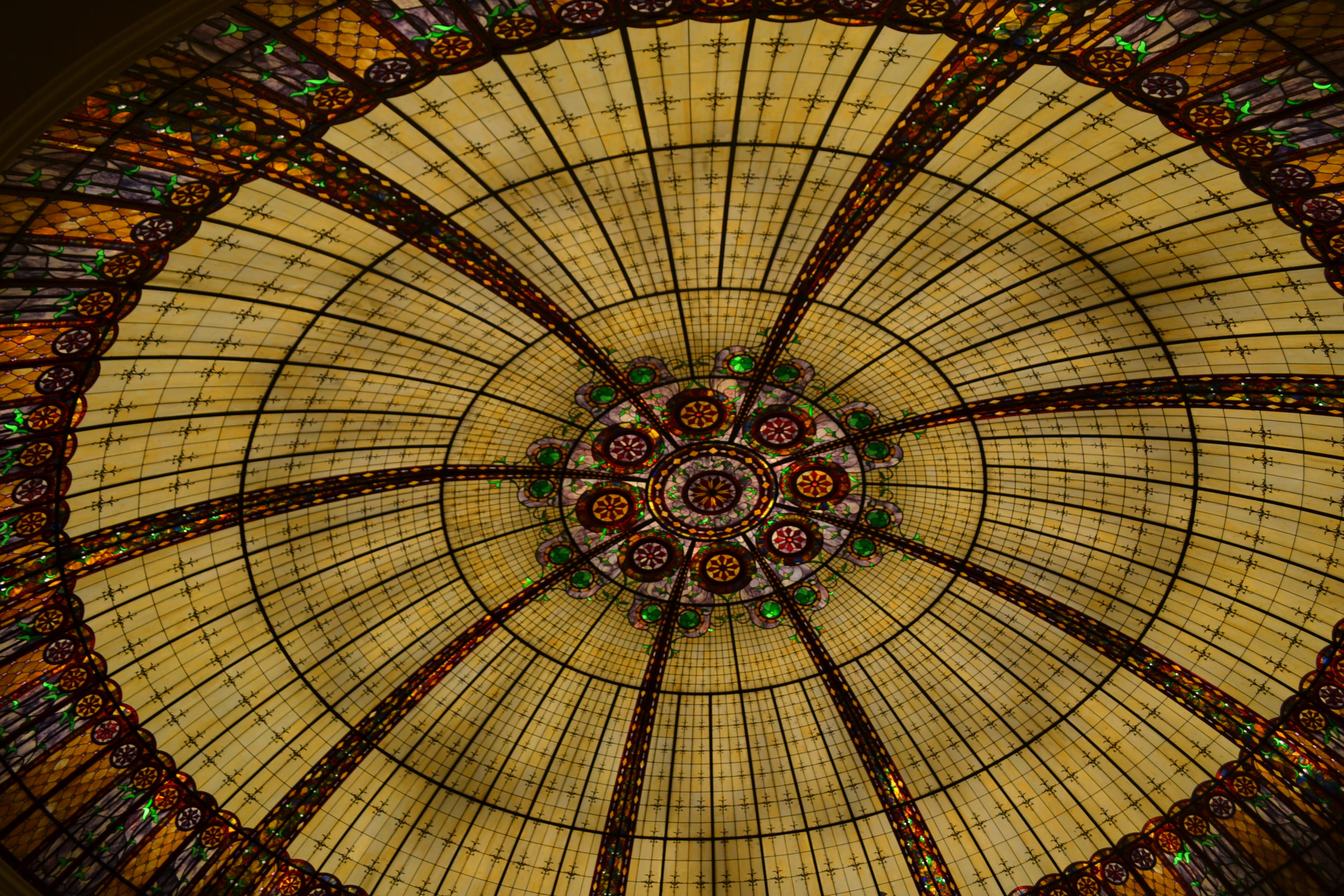 paris, directly below, no people, shape, ornate, geometric shape, indoors, low angle view, 2K, paris-paris, concentric, ceiling, art and craft, dome, multi colored, HD Wallpaper