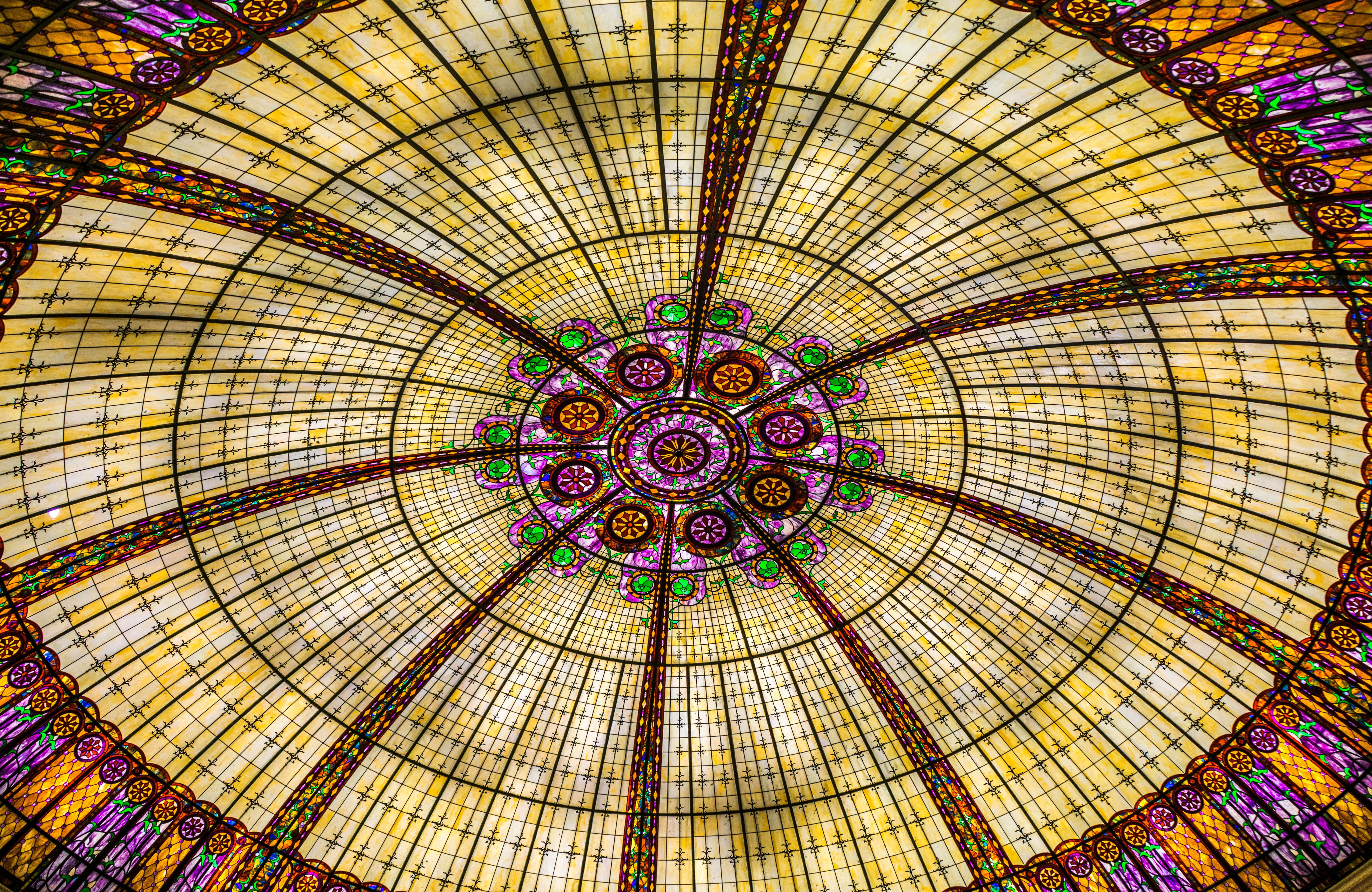 5K, design, cupola, gambling, floral pattern, decoration, Ceiling, ornate, floral, architecture, multi Colored, Casino, built structure, full frame, pattern, HD Wallpaper