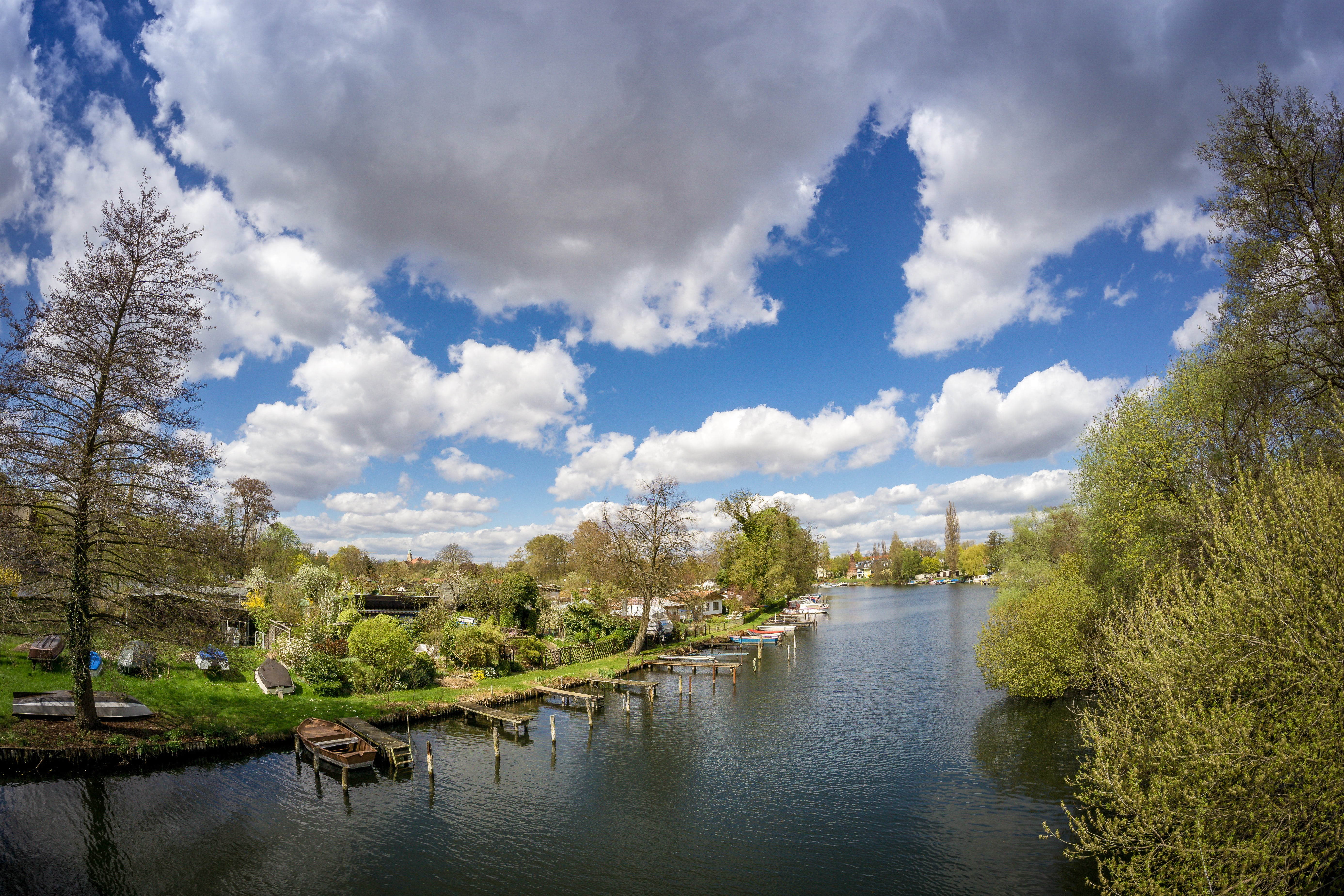 architecture, lake, building exterior, summer, sky, 5K, old spree, 8mm, capital, cloud - sky, reflection, berlin, scenics, köpenick, nature, landscape, HD Wallpaper