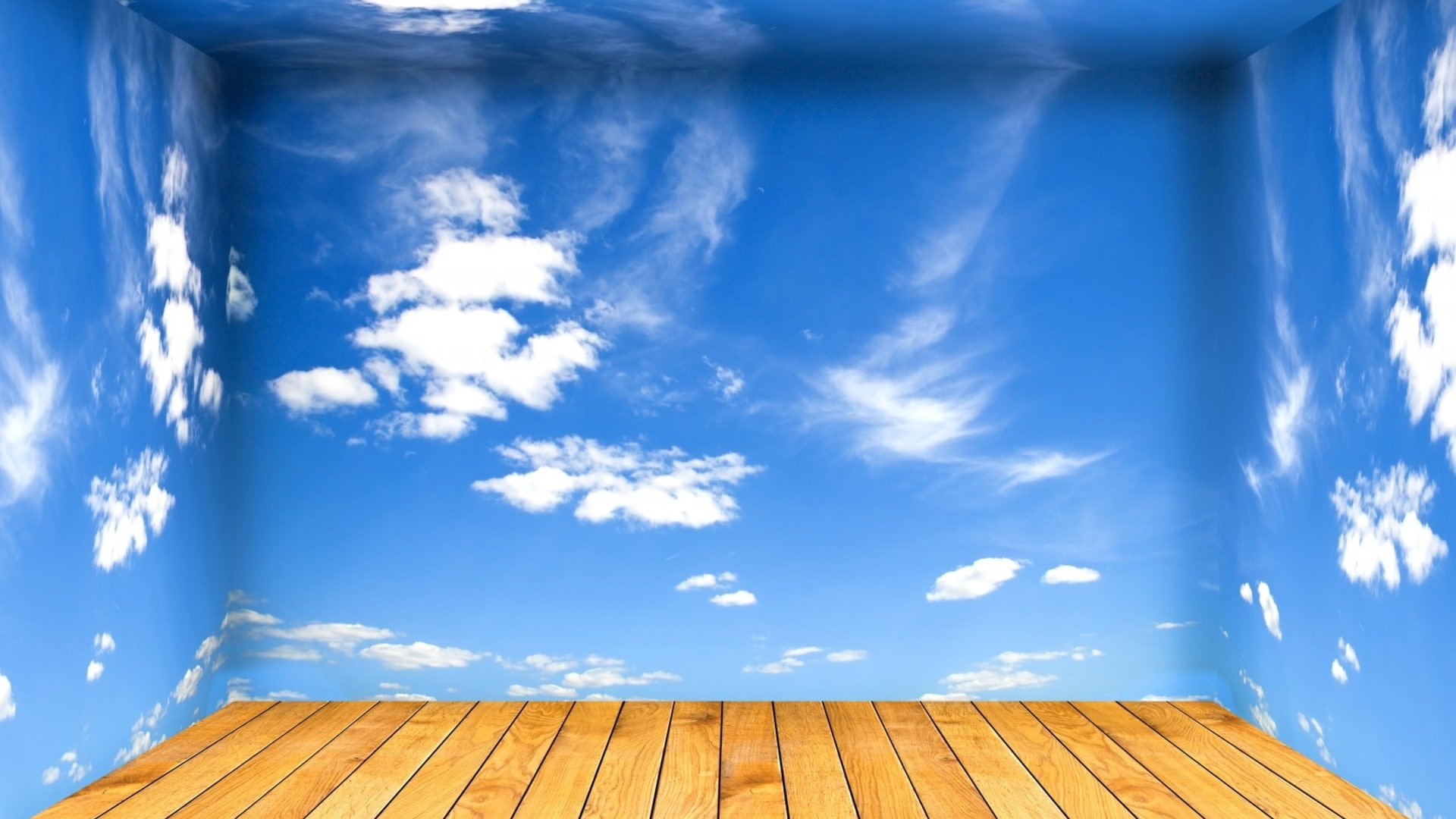 cloud - sky, nature, no people, wood - material, clouds, pattern, directly below, blue, wooden floor, wood, built structure, beauty in nature, low angle view, HD Wallpaper
