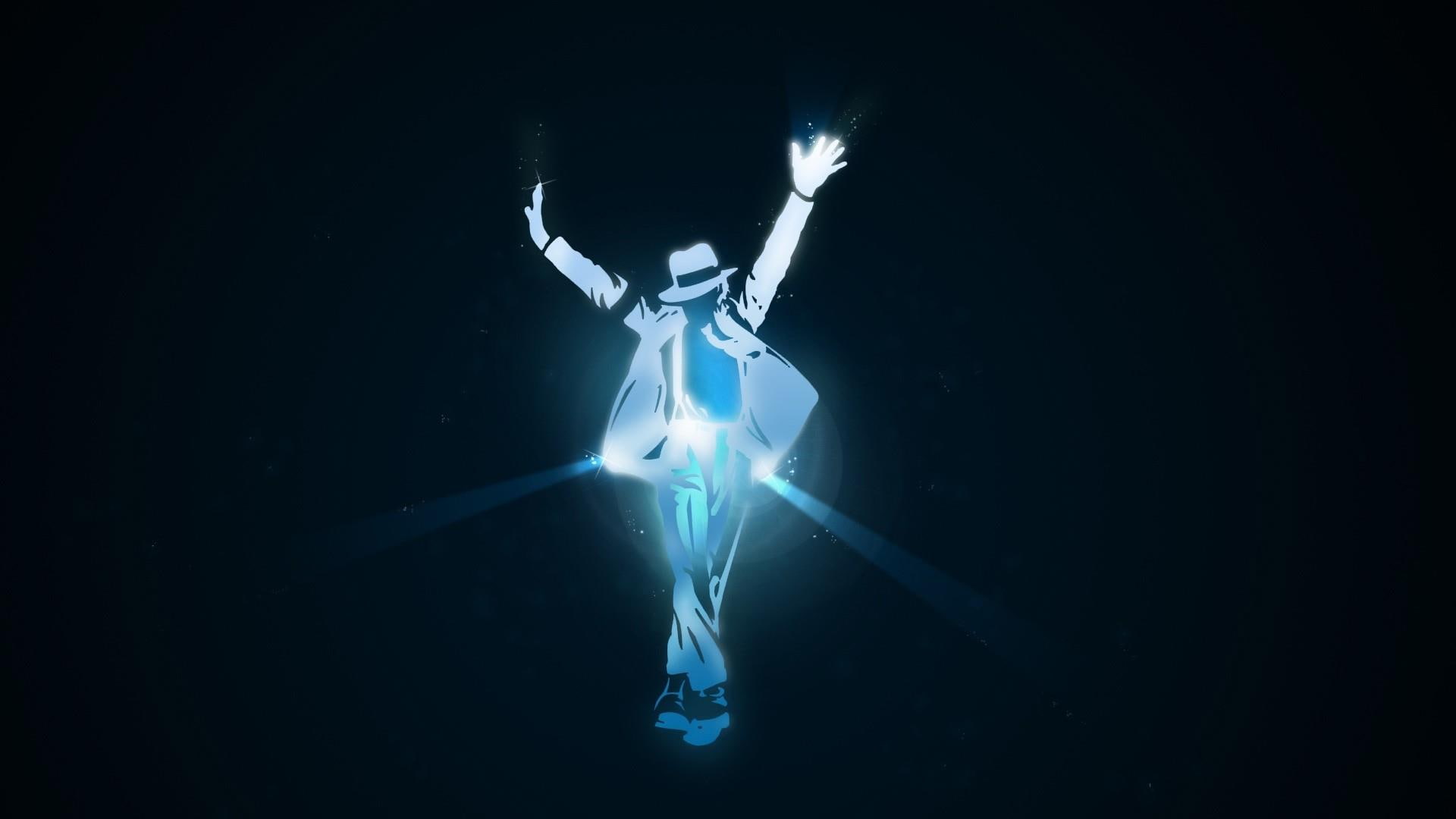 blue, light, 1080P, darkden, black, whute, style, micheal jacksion, person, man, hat, circle, shaow, dance, abstract, rays, sing, HD Wallpaper
