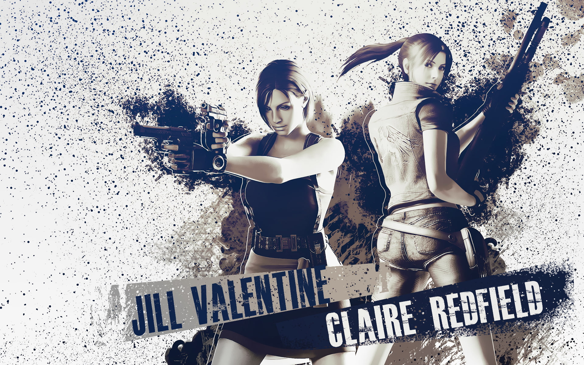 weapons, people, Jill Valentine, Resident Evil, female, Claire Redfield, leisure activity, hairstyle, beauty, young adult, adult, fashion, gun, HD Wallpaper
