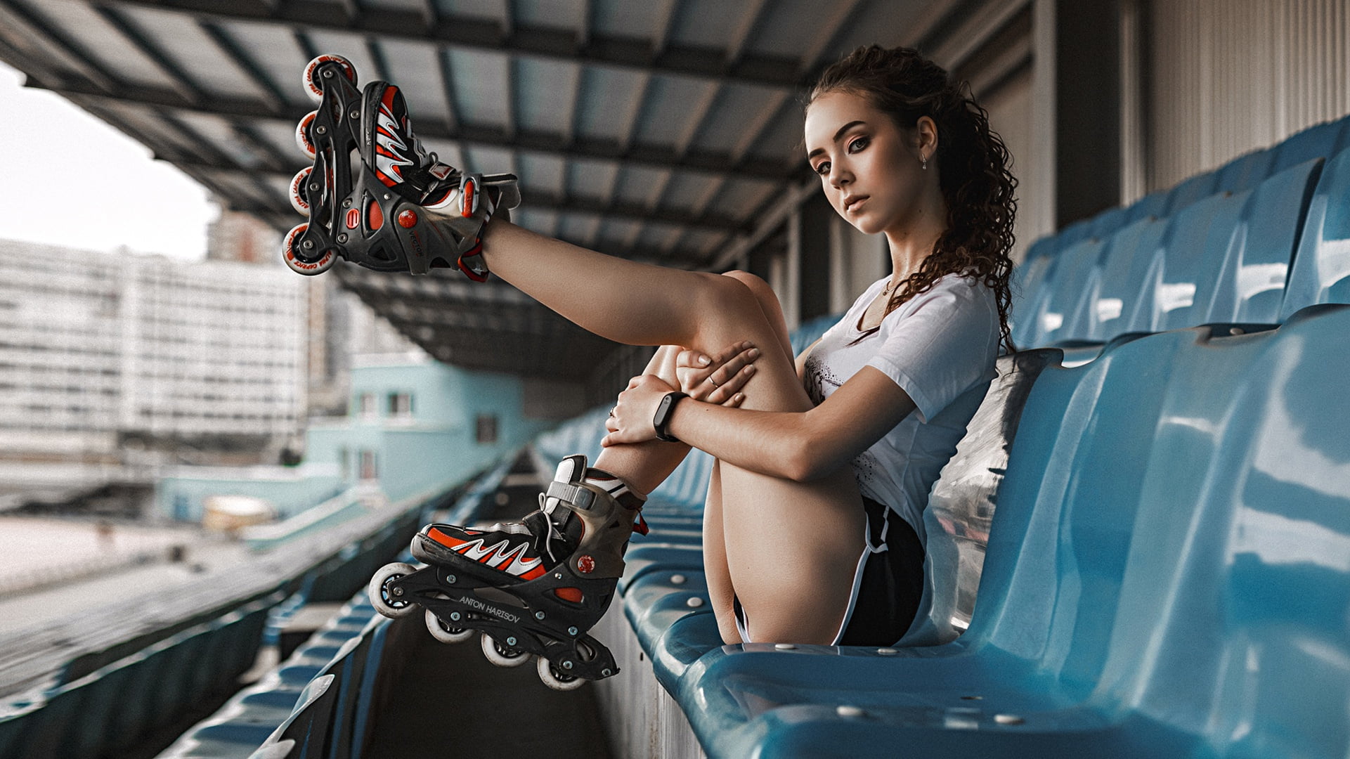 Anton Kharisov, videos, 1080P, tribune, feet, pose, Lena Borisova, HD Wallpaper
