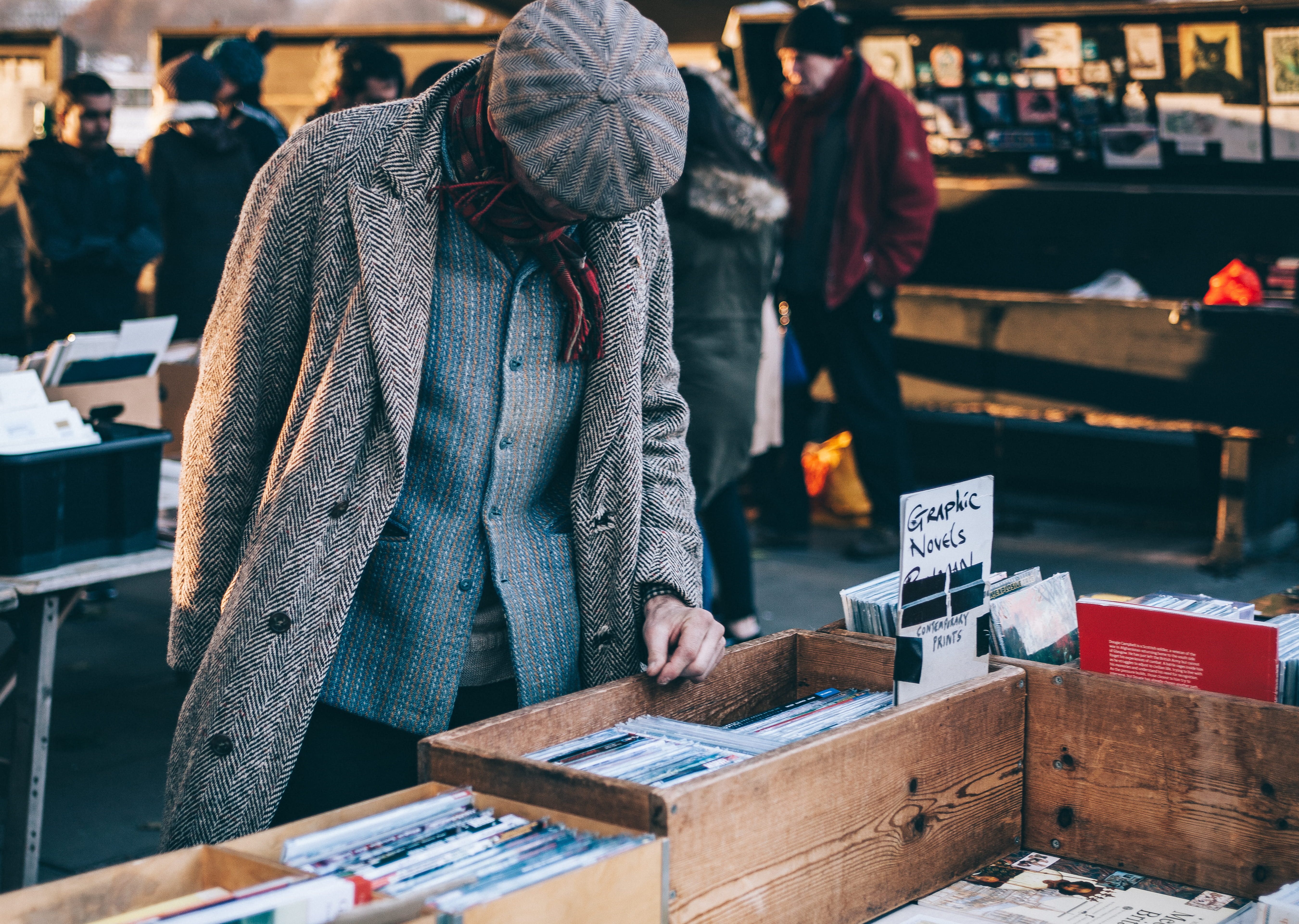 box, store, real people, men, focus on foreground, people, women, graphic, novel, filled, winter, man, incidental people, clothing, 5K, tweed, standing, HD Wallpaper