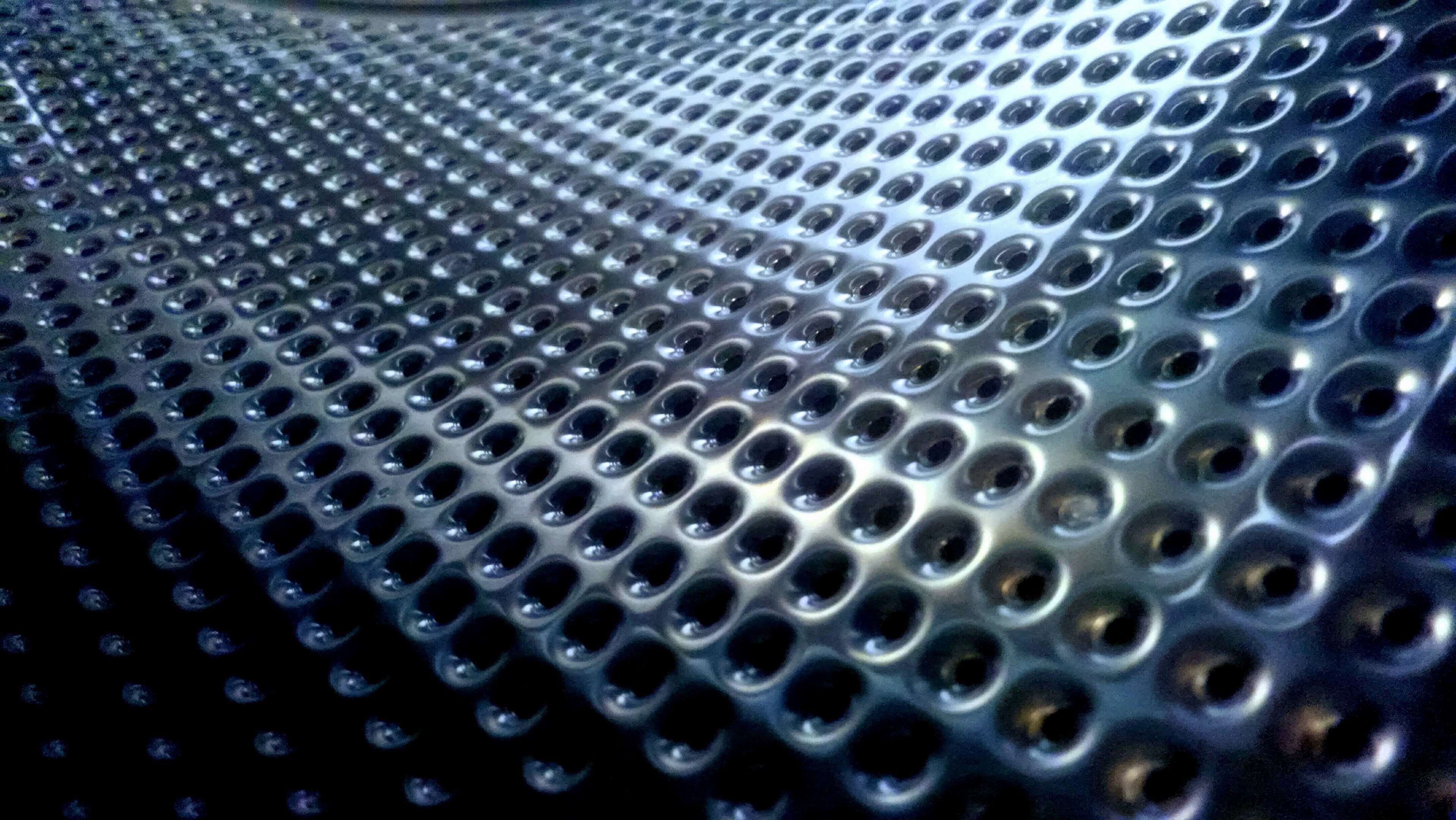 pattern, steel, alloy, scales, 4K, textured, no people, silver colored, grid, wave, hole, full frame, machinery, abstract, geometric shape, repetition, HD Wallpaper