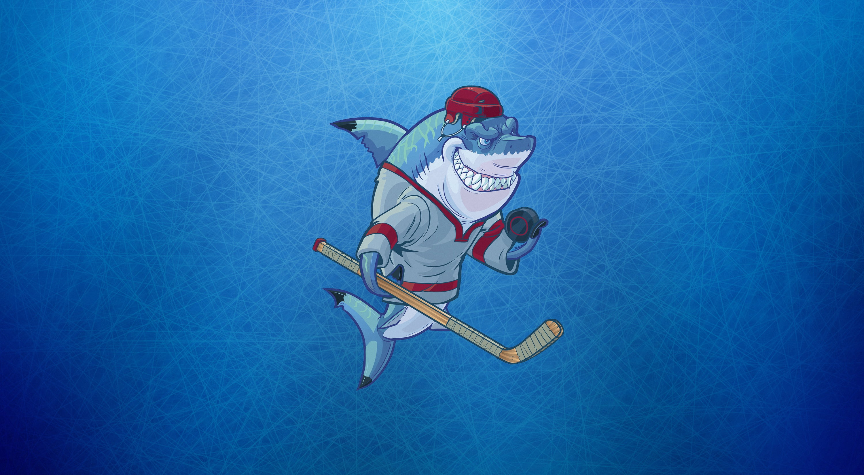 Characters, Logo, Christopher Doehling, Sharks Wearing, Shark, Equipment, Hockey, Washer, Stick, by Christopher Doehling, Background, 2K, Concept Art, HD Wallpaper