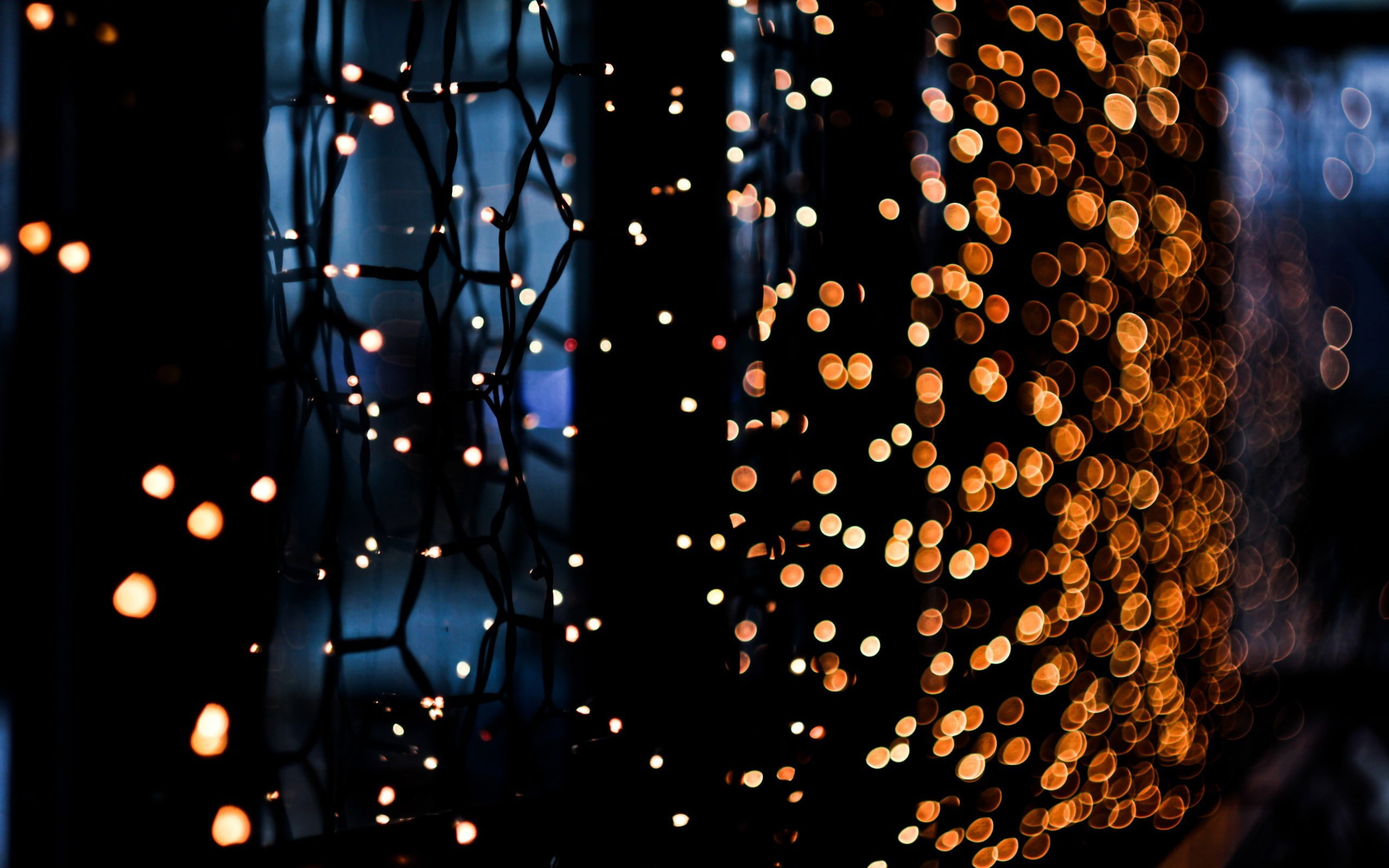 no people, lighting equipment, 2K, outdoors, electricity, christmas lights, illuminated, pattern, hanging, low angle view, light, night, decoration, large group of objects, HD Wallpaper