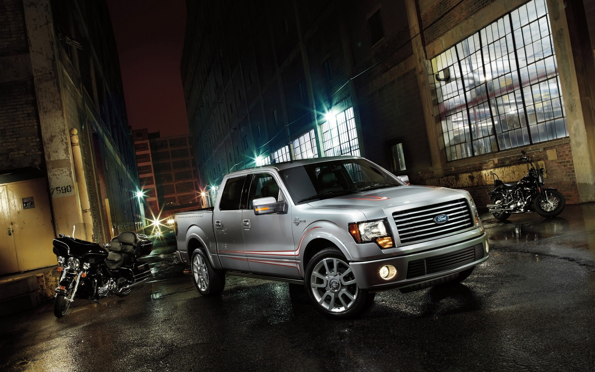 f, cab, truck, silver, Ford F150, 1080P, harley, crew, ford, davidson, HD Wallpaper